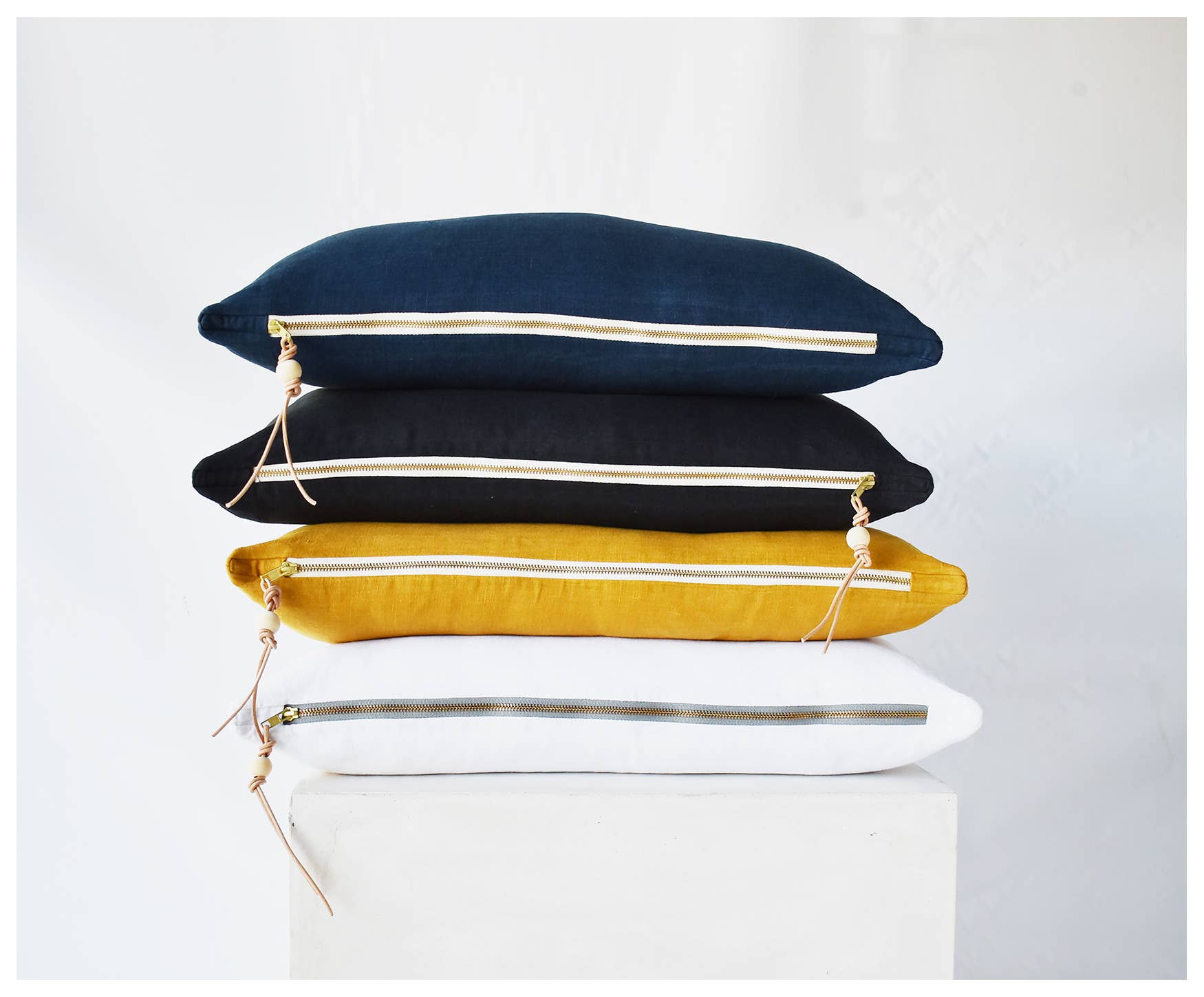 Blue Washed Linen Pillow- Lumbar