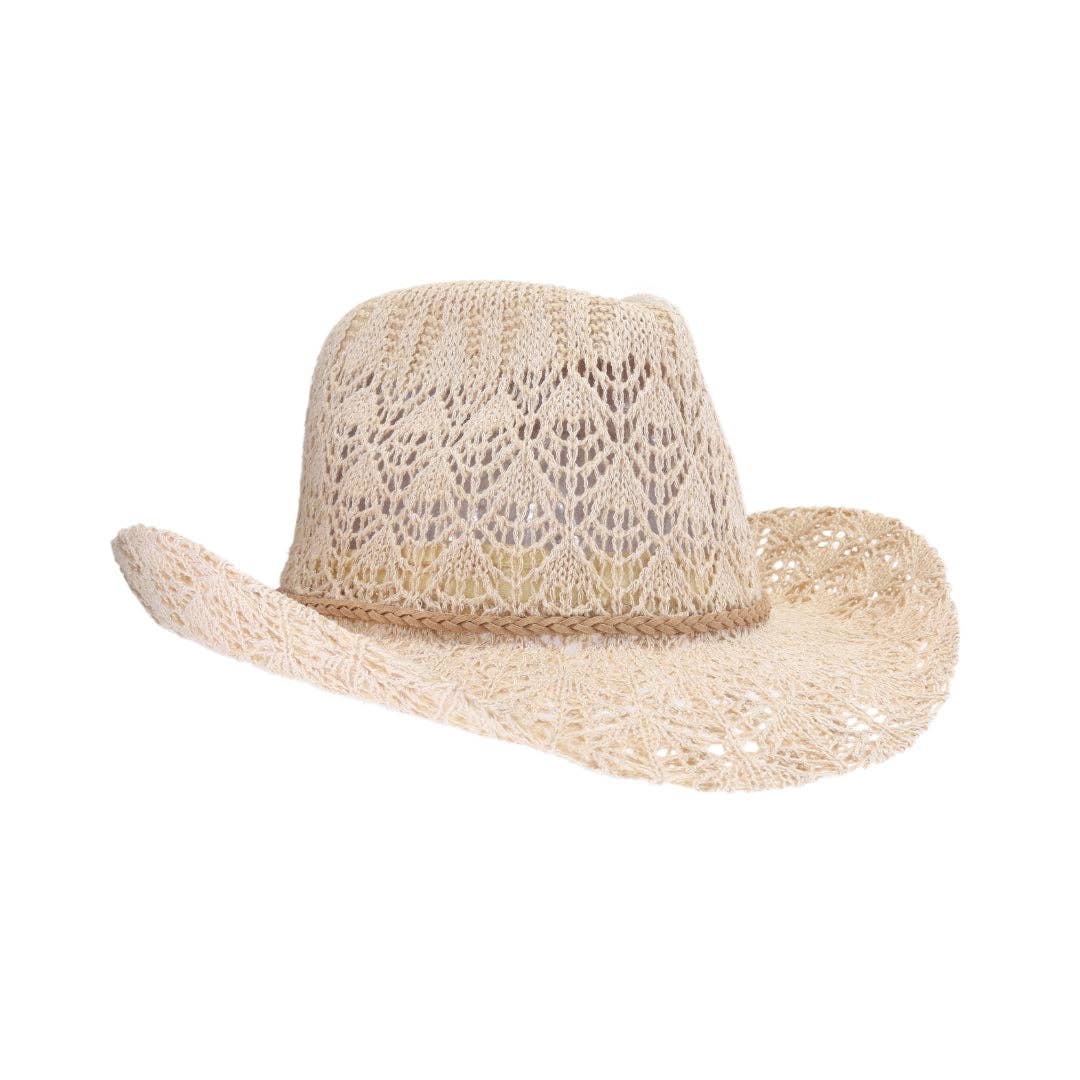 Horseshoe Lace Knit Cowboy Hat