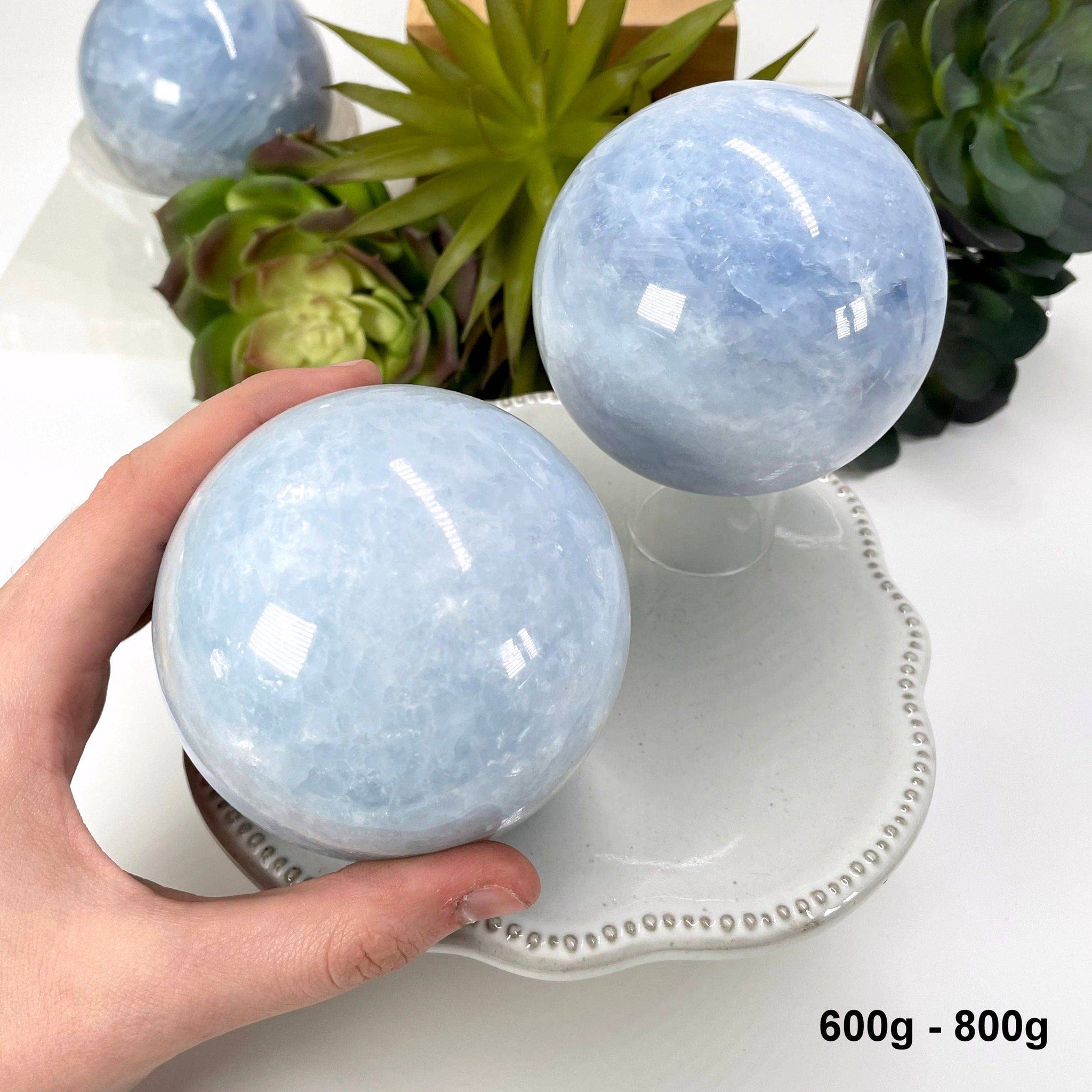 Blue Calcite Polished Spheres - By Weight