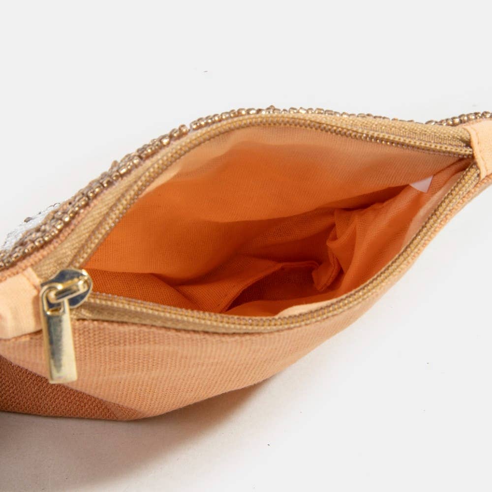 Coffee And Pastries Seed Beaded Coin Purse