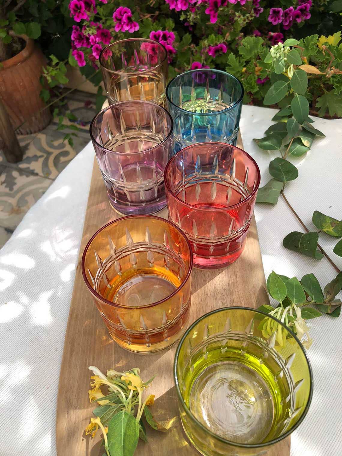 Set of 6 Tumbler Glasses Carved Crystal