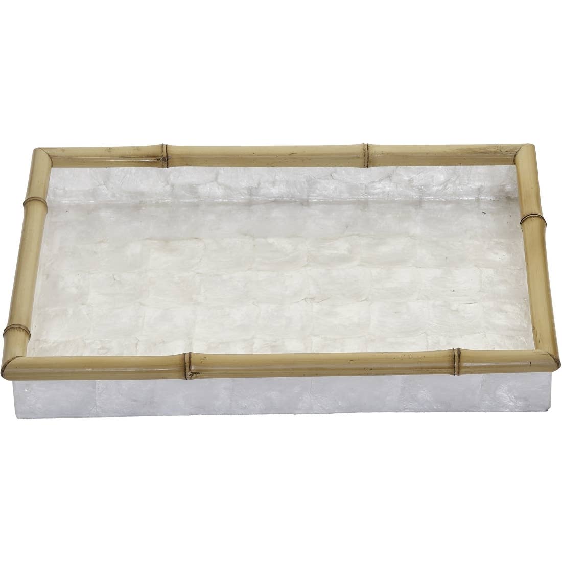 Ivory Capiz Trays with Bamboo Trim