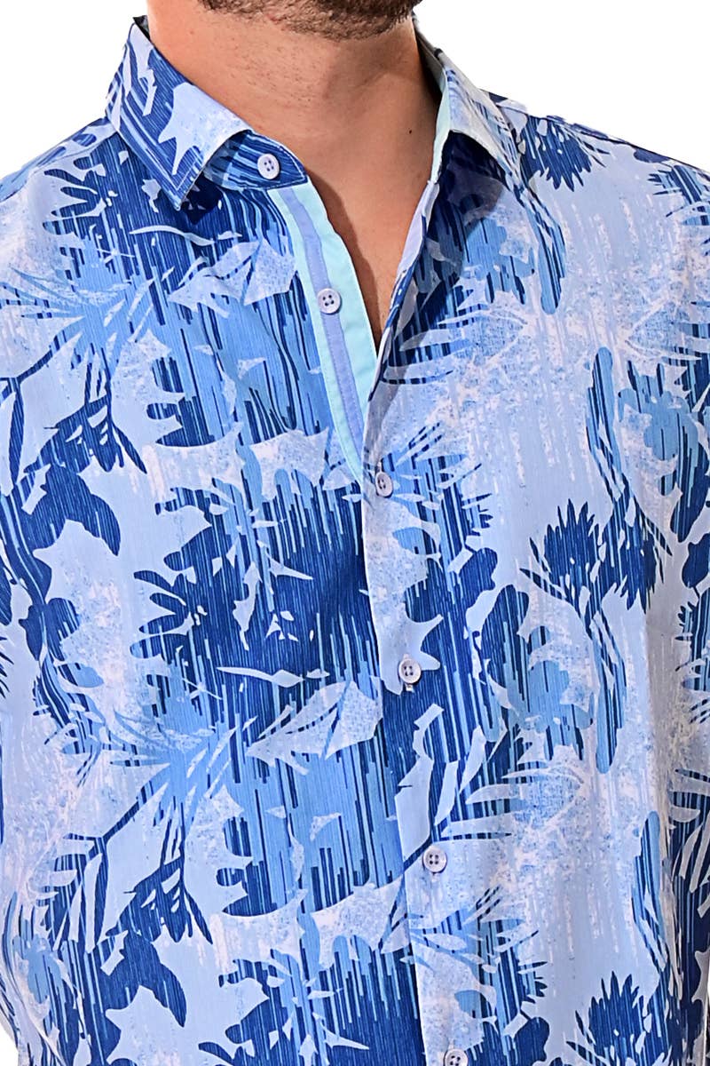 Men's Button Front Short Sleeve Shirt MCX3217-B M-2XL BOHIO