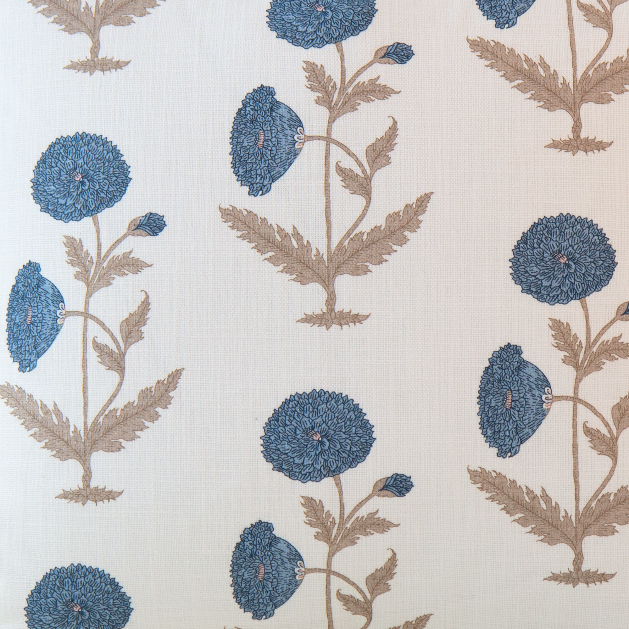 Daisy Blue Floral Block Print Pillow Cover