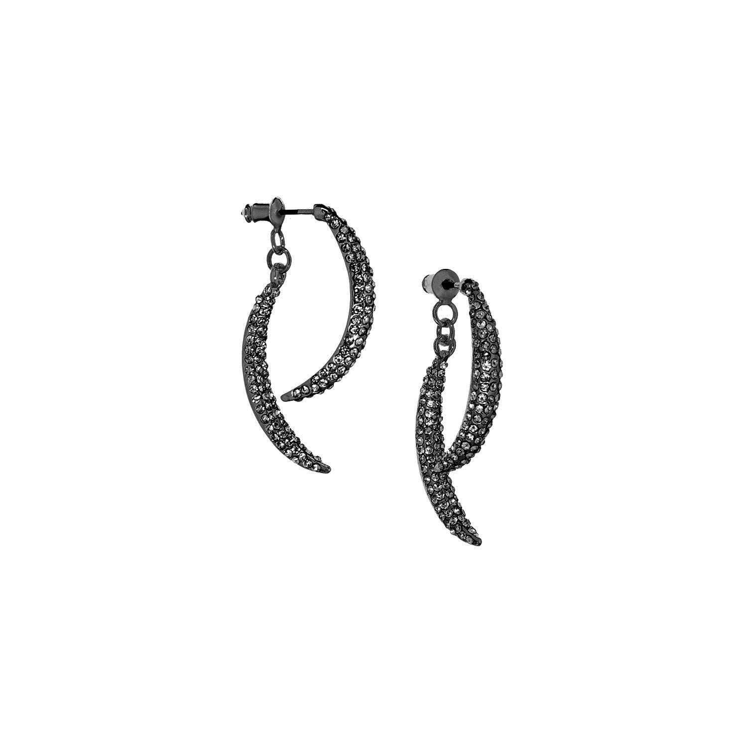 Double crystal curved bar drop earring