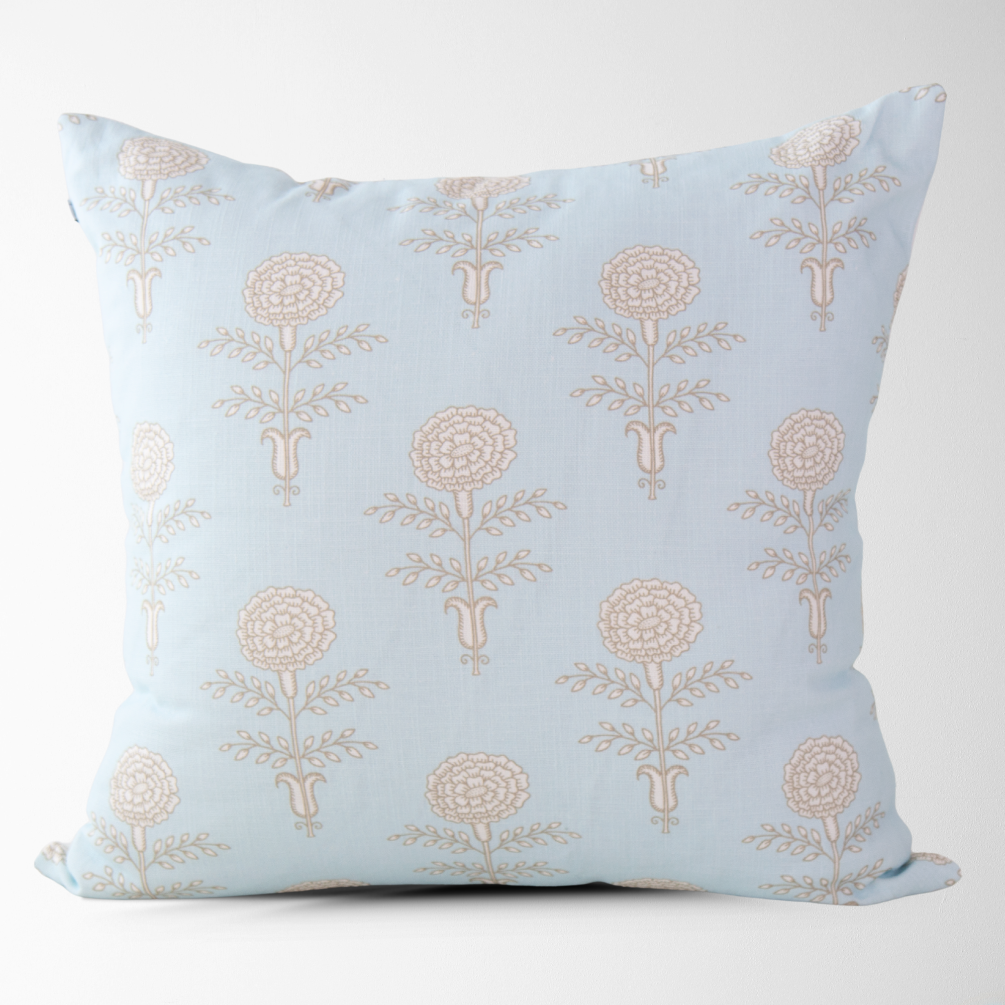 Elodie Sky Floral Block Print Pillow Cover