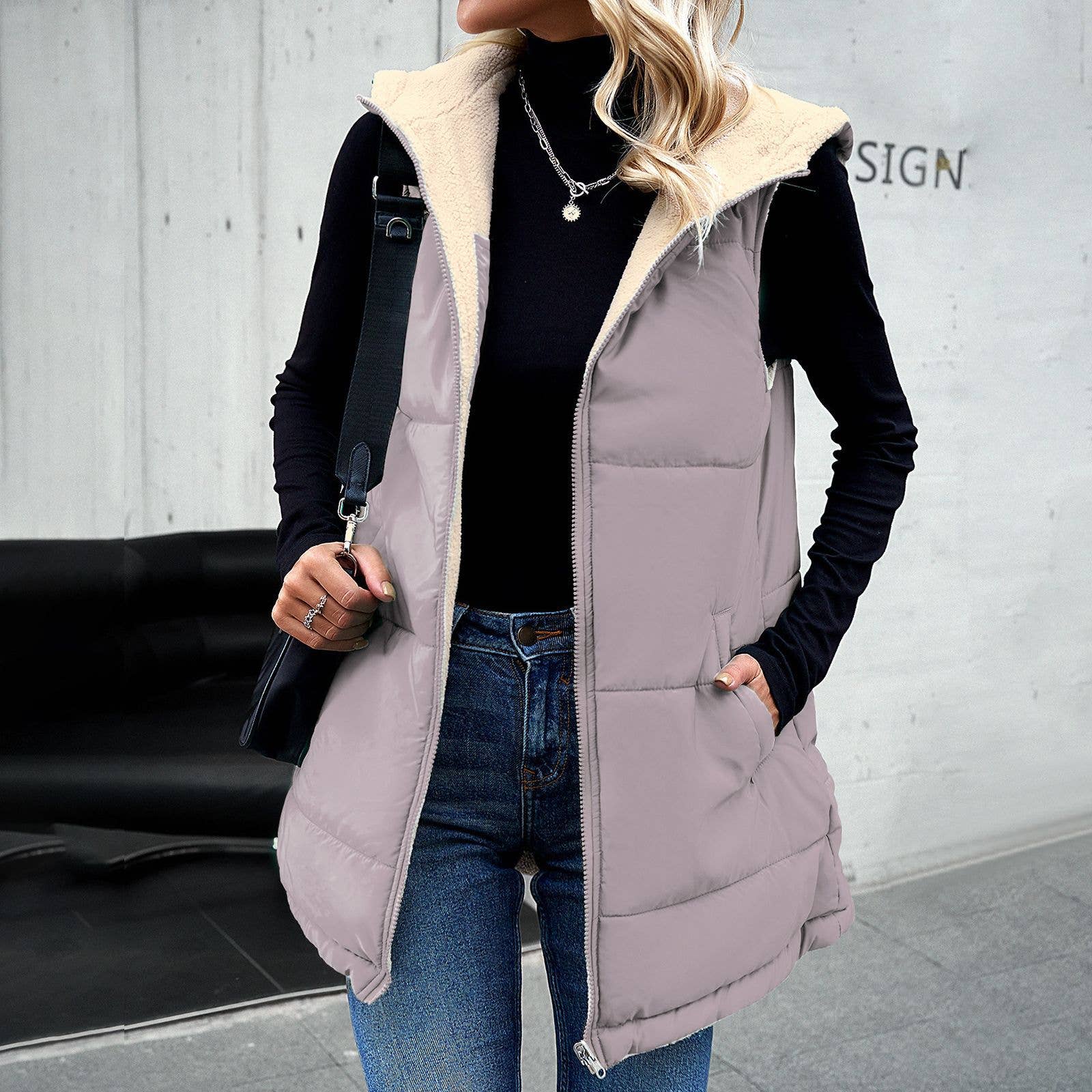 Women's Vest Sleeveless Fleece Jacket Zip Hoodie