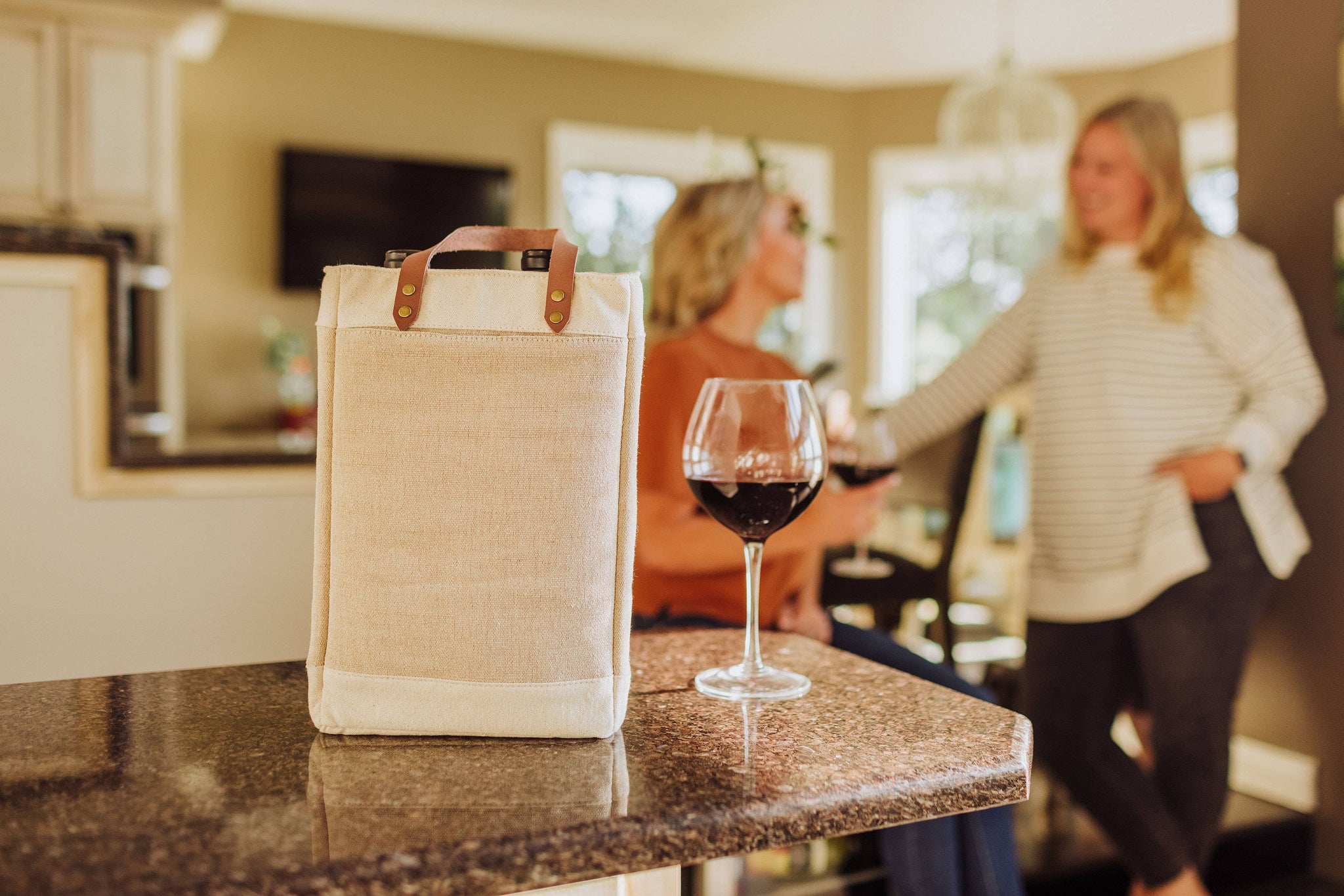 Jute 2 Bottle Insulated Wine Bag