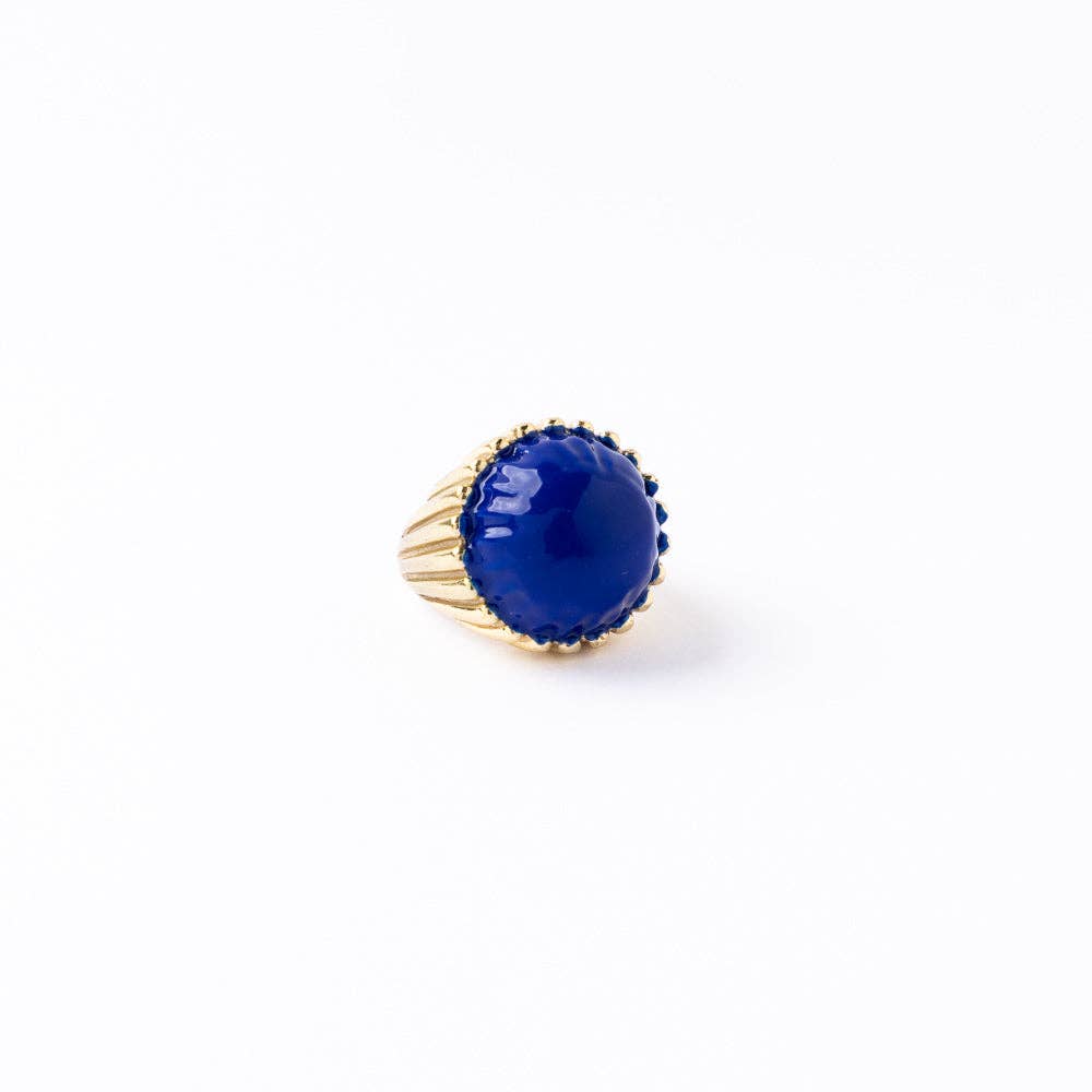 Enamel Cocktail Ring Blue