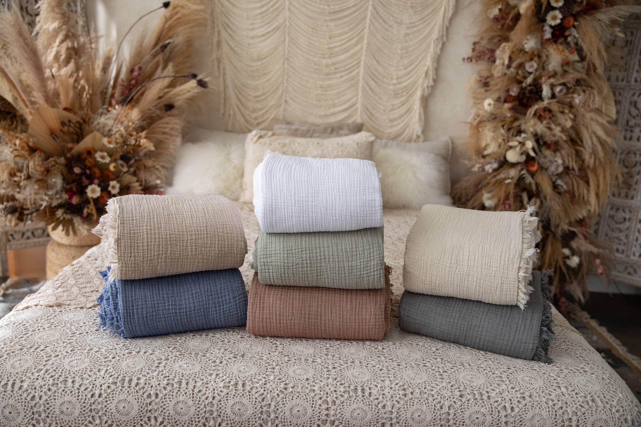 GOTS Certified Organic Muslin Cotton Throw Blanket, Gauze Fabric, Organic Cotton Quilt, Muslin King Bed cover, Boho Throw Blanket, Vizon Color