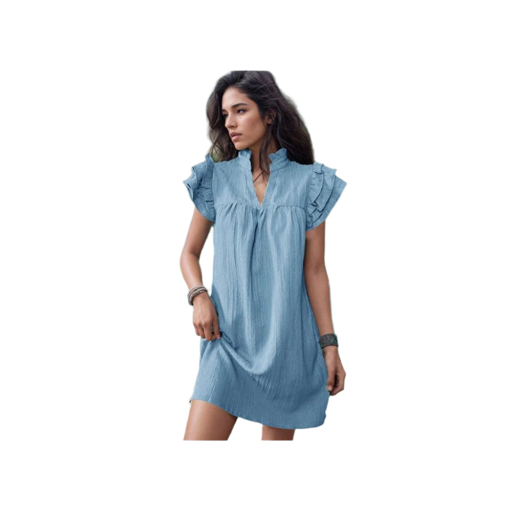 Fashion Standing Collar Solid Color Dress