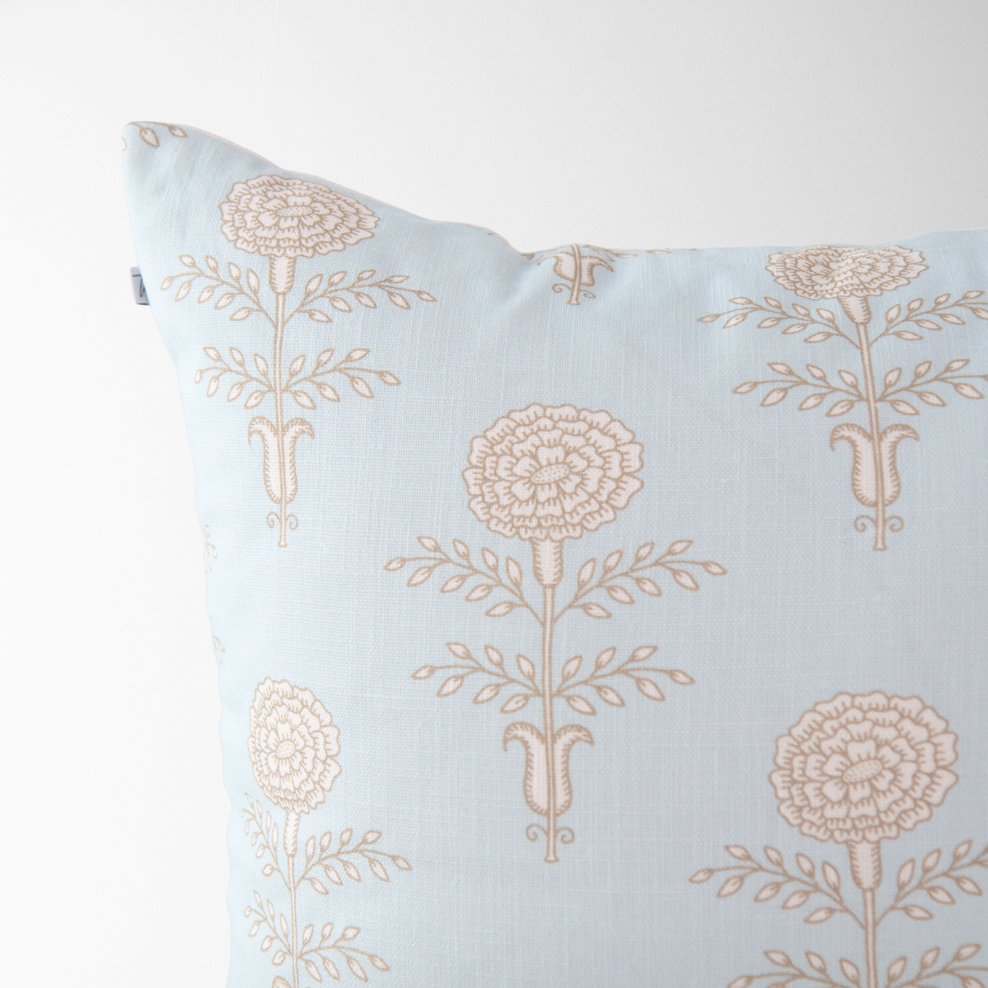 Elodie Sky Floral Block Print Pillow Cover