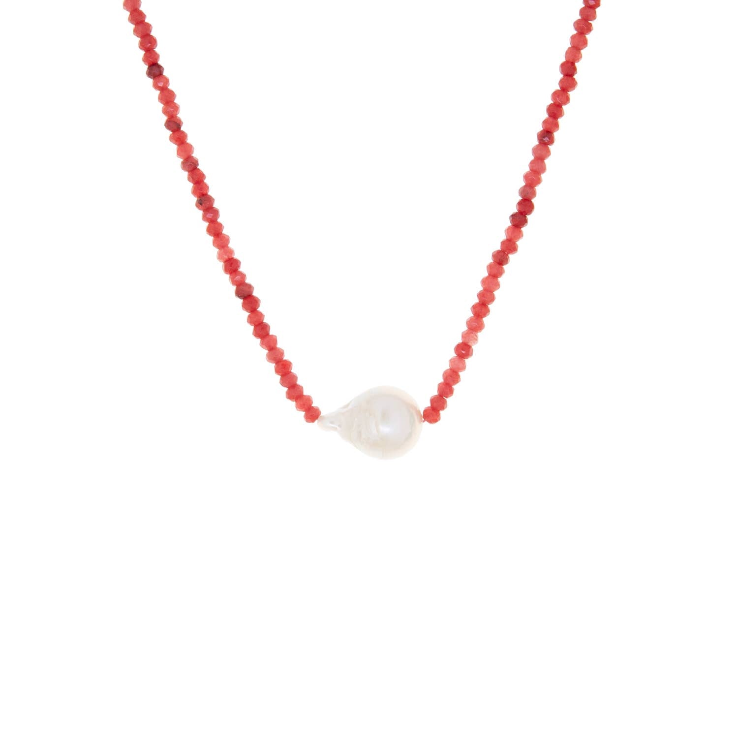 Semi precious stone necklace with pearl