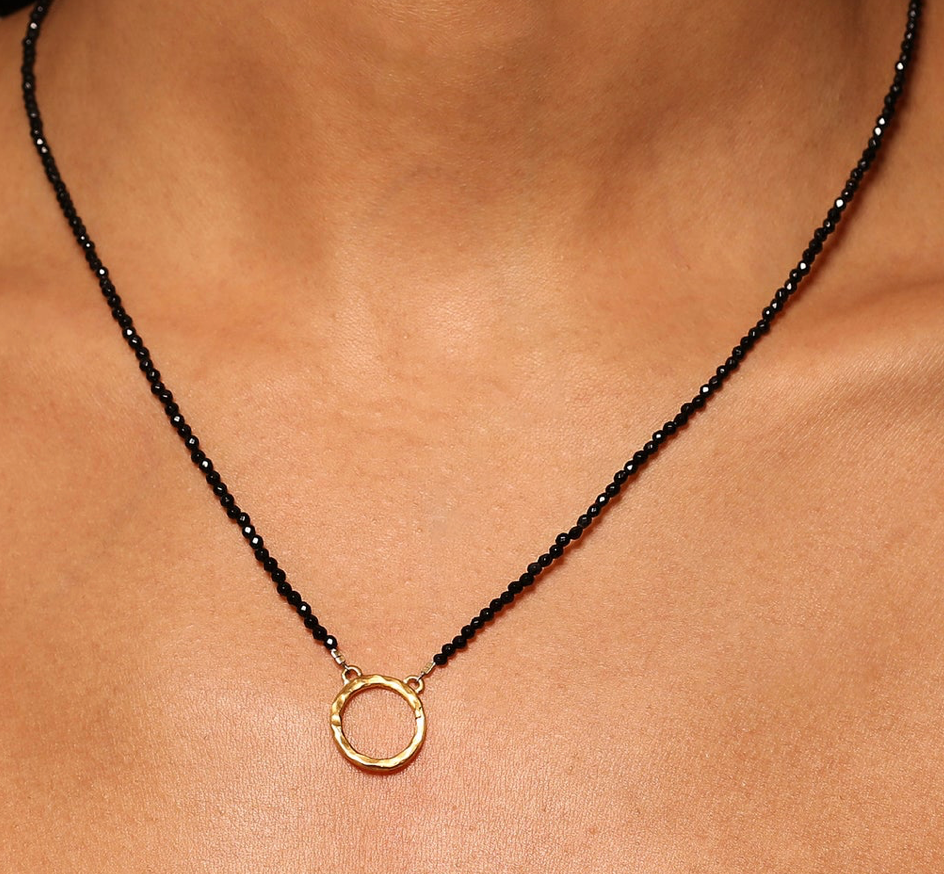 Full Circle Charm Collector Amulet Necklace 18K Gemstone