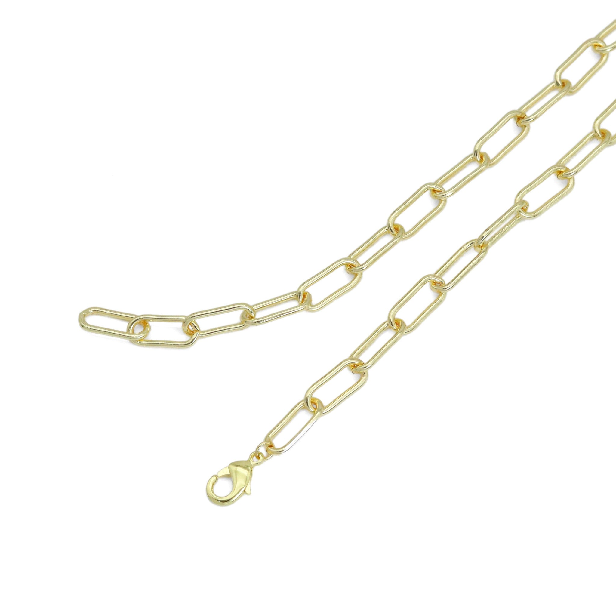 Gold Paper Clip Link Chain Adjustable Necklace