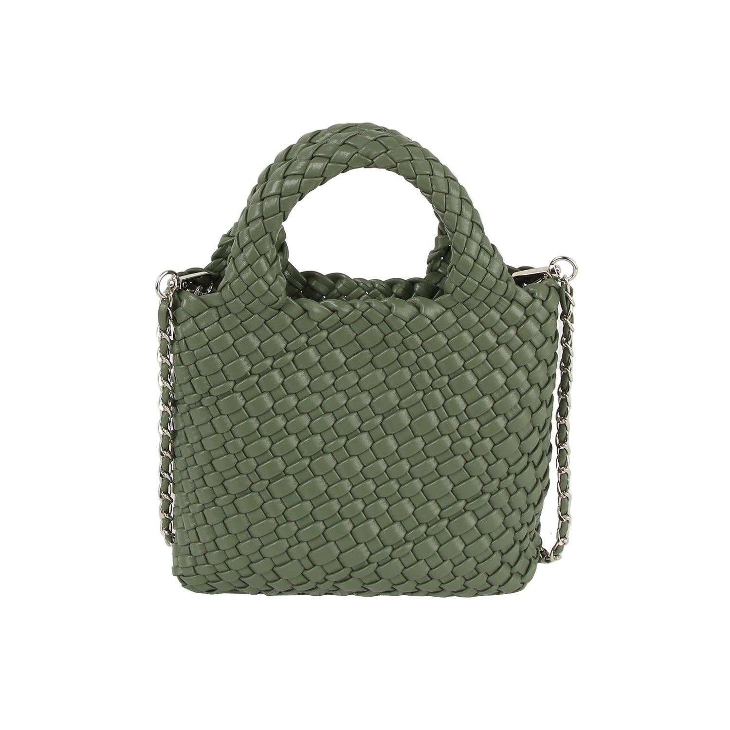 Woven Mini Handle Tote with Matching Pouch