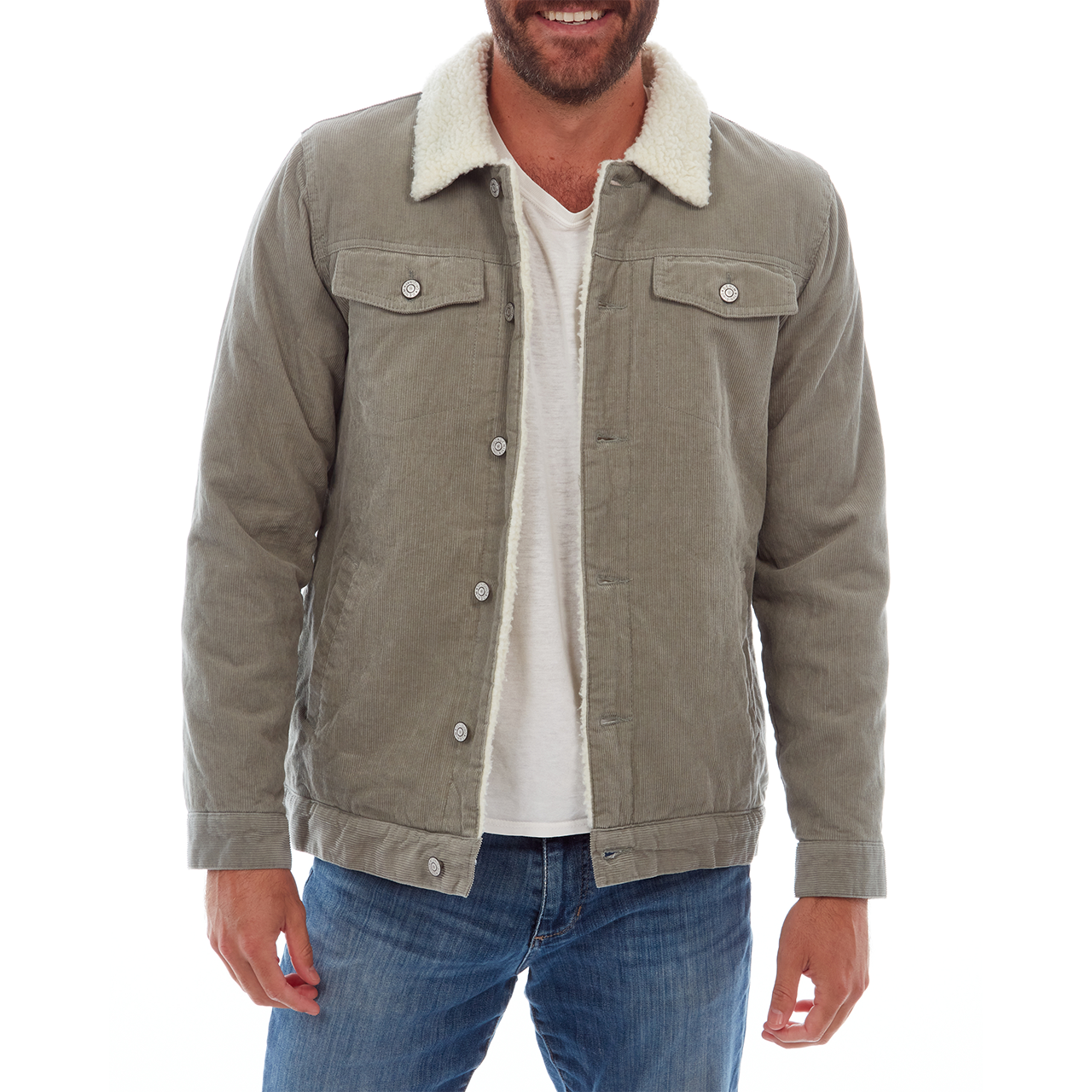 Kolton Corduroy Trucker Jacket - Sherpa Inner & Collar