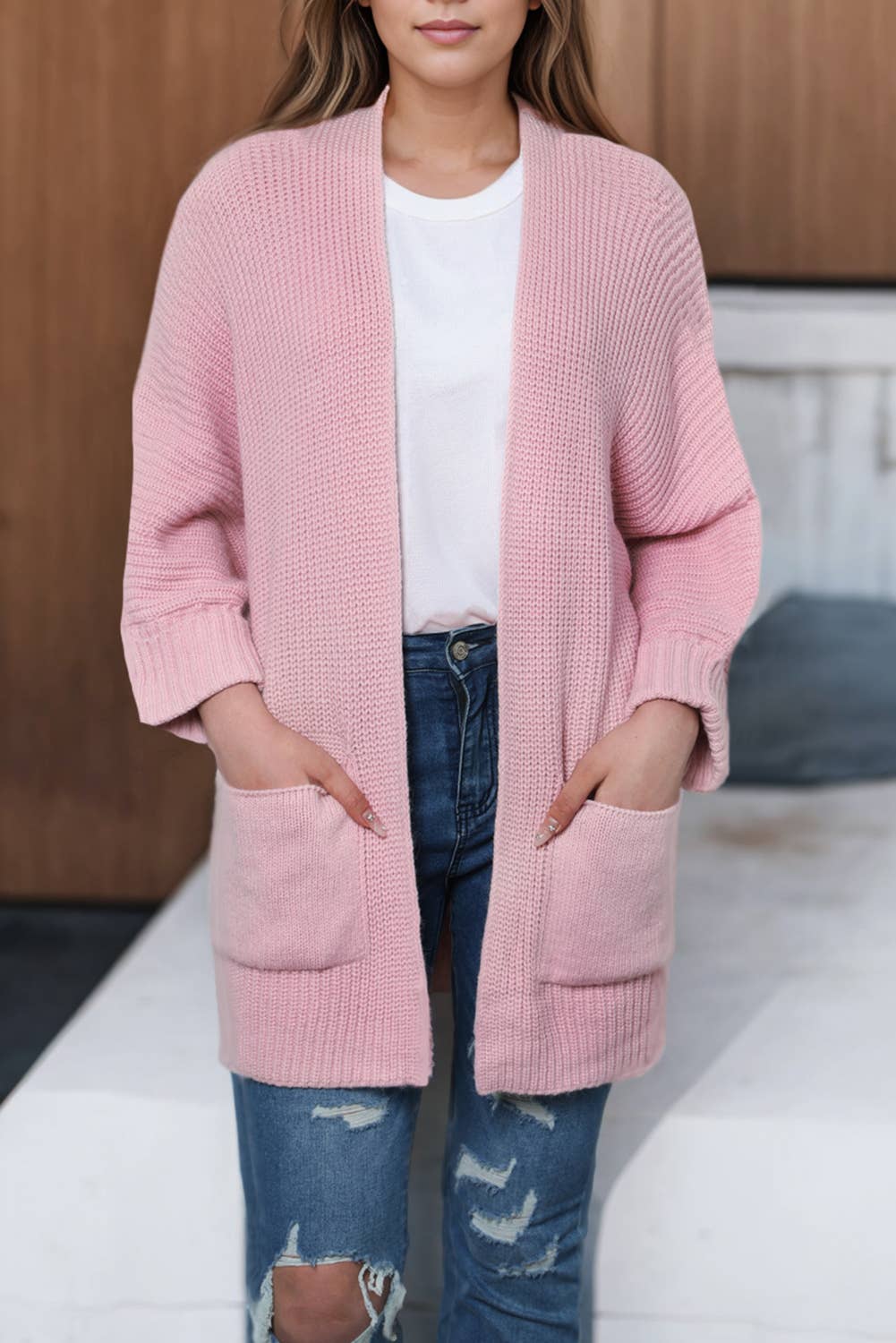 Multicolor Oversized Fold Over Sleeve Sweater Cardigan