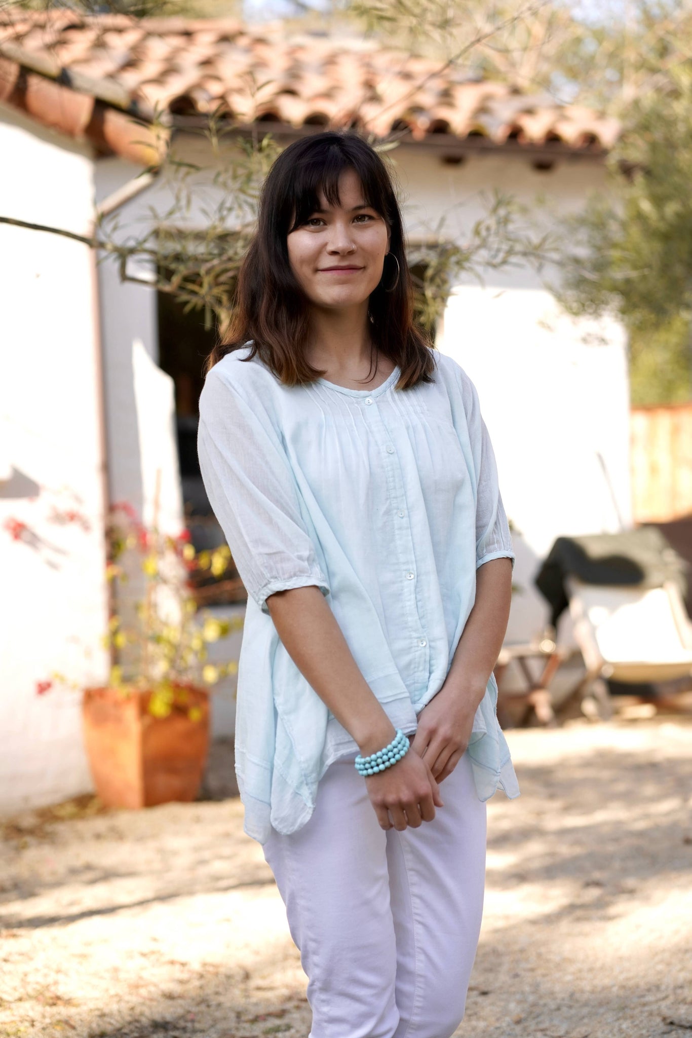 Cherie Cotton Blouse Light Blue