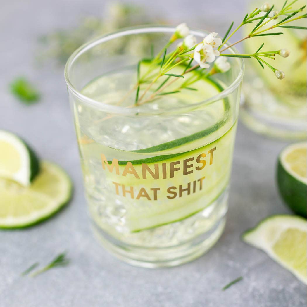 Manifest That Shit - Gold Foil Rocks Glass