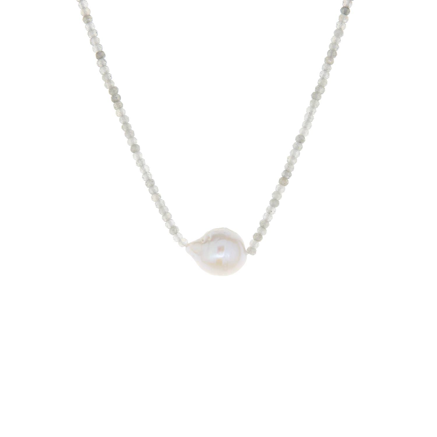 Semi precious stone necklace with pearl