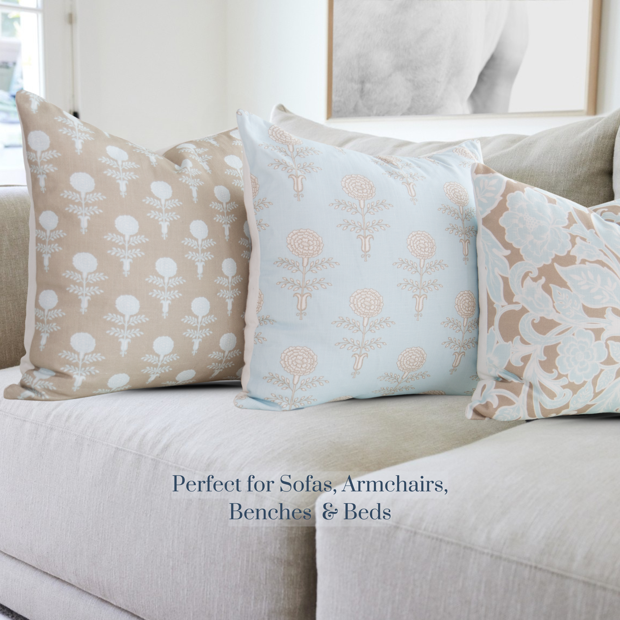 Elodie Oyster Block Print Pillow Cover