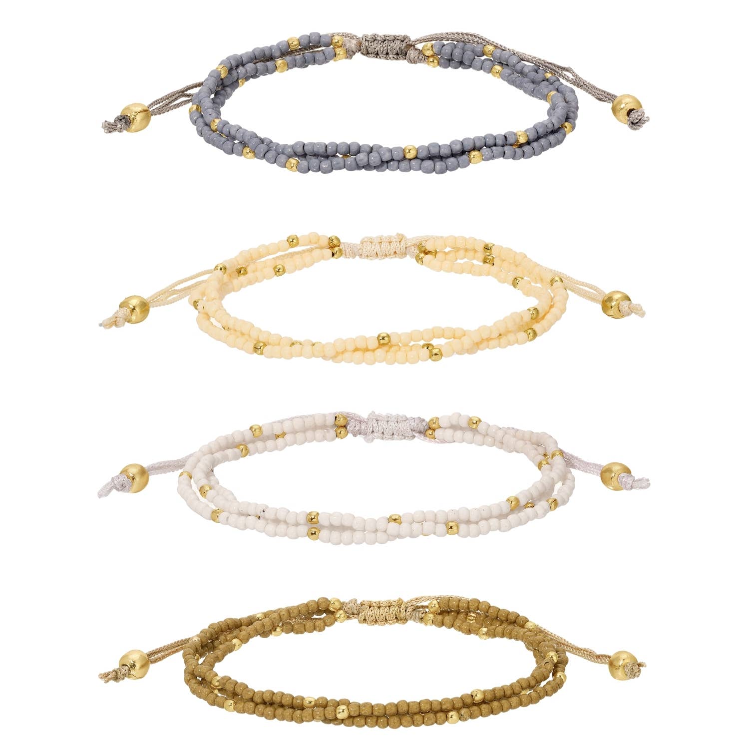 Triple Adustable Seed Bead Bracelets
