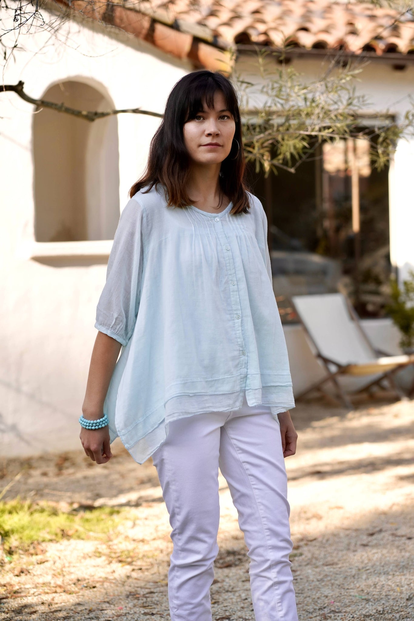 Cherie Cotton Blouse Light Blue
