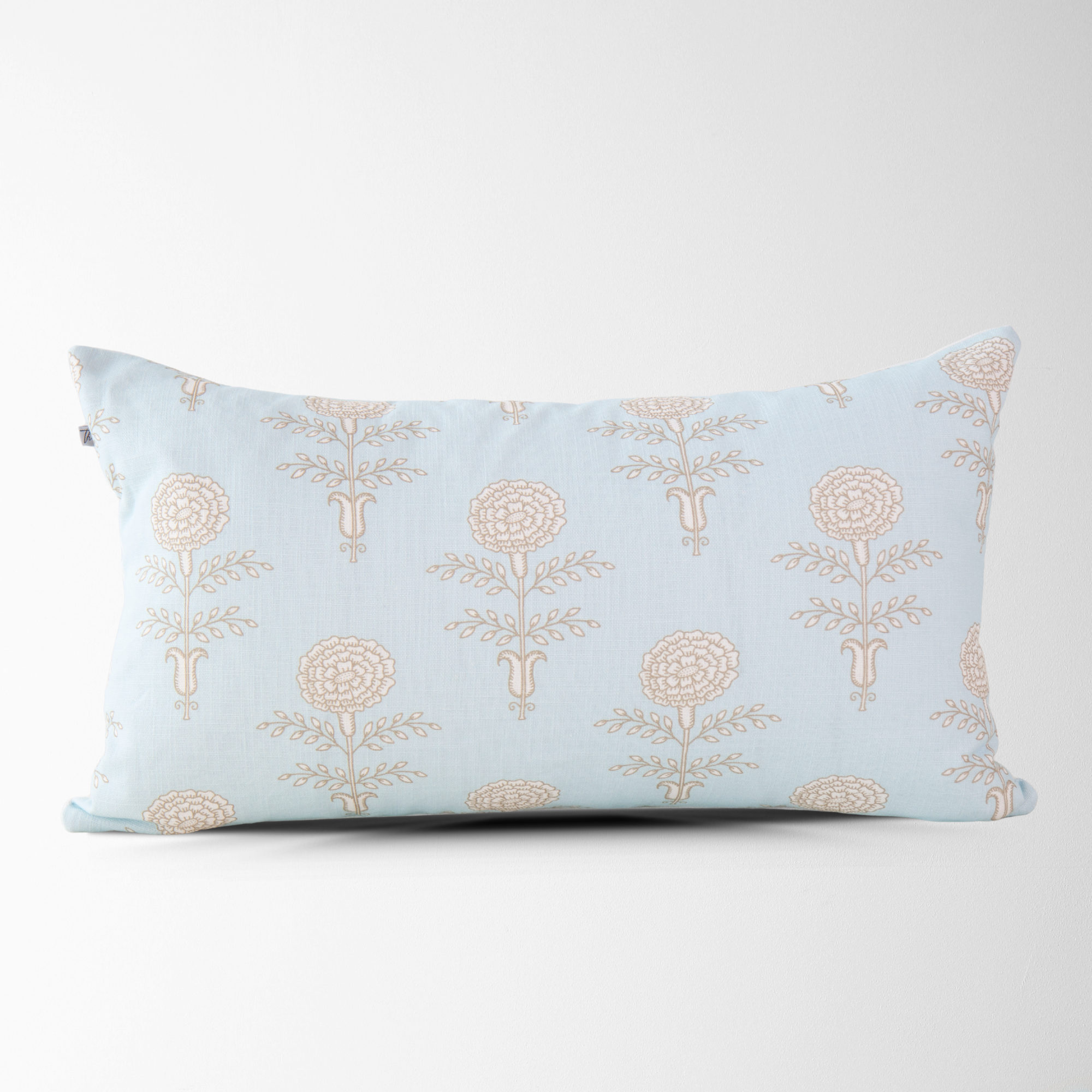 Elodie Sky Floral Block Print Pillow Cover