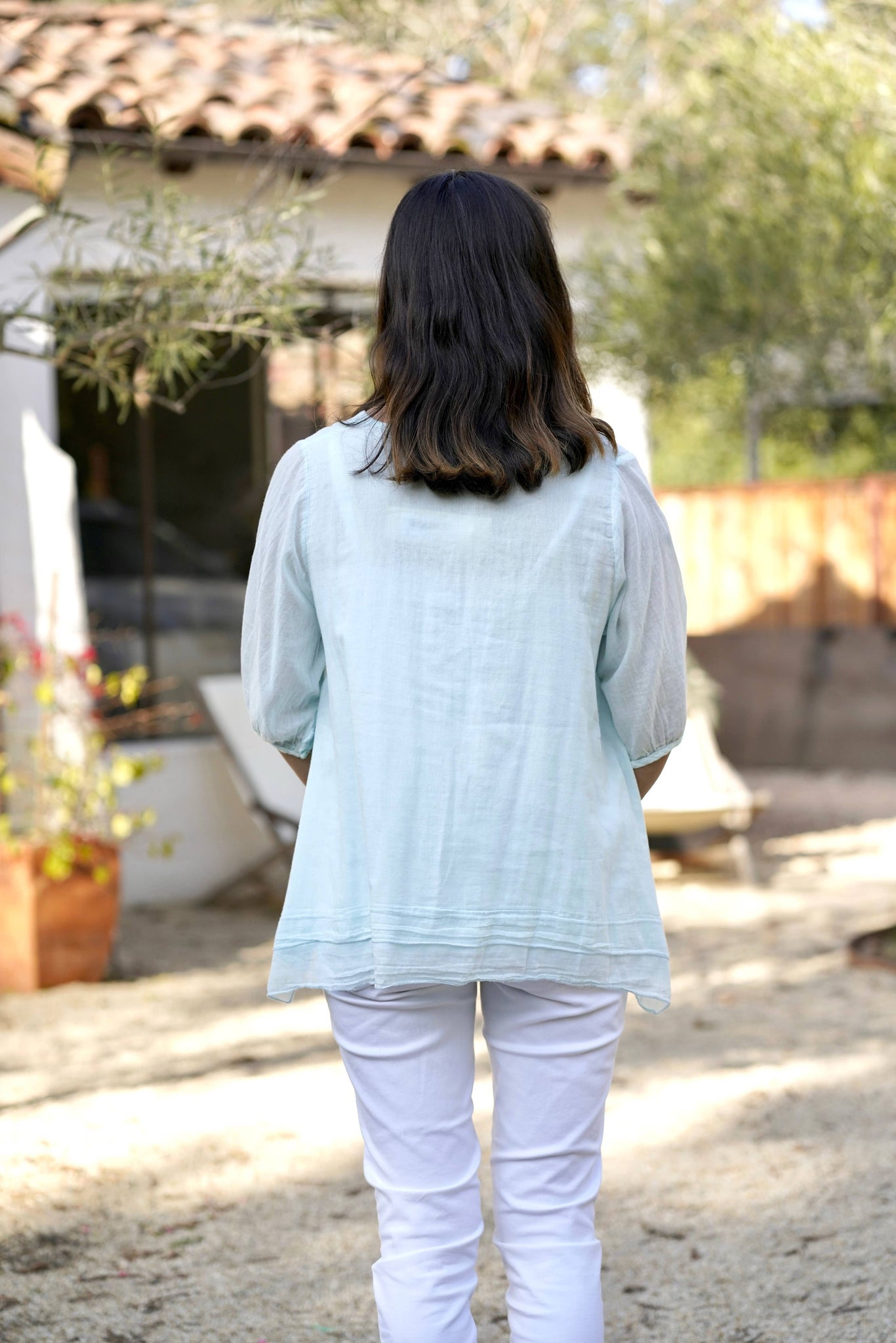 Cherie Cotton Blouse Light Blue