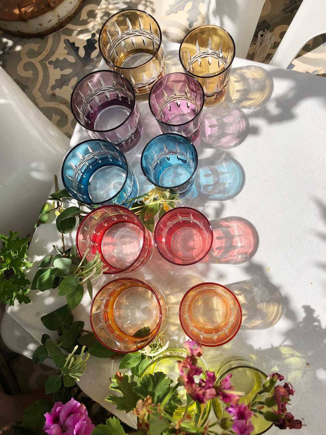 Set of 6 Tumbler Glasses Carved Crystal