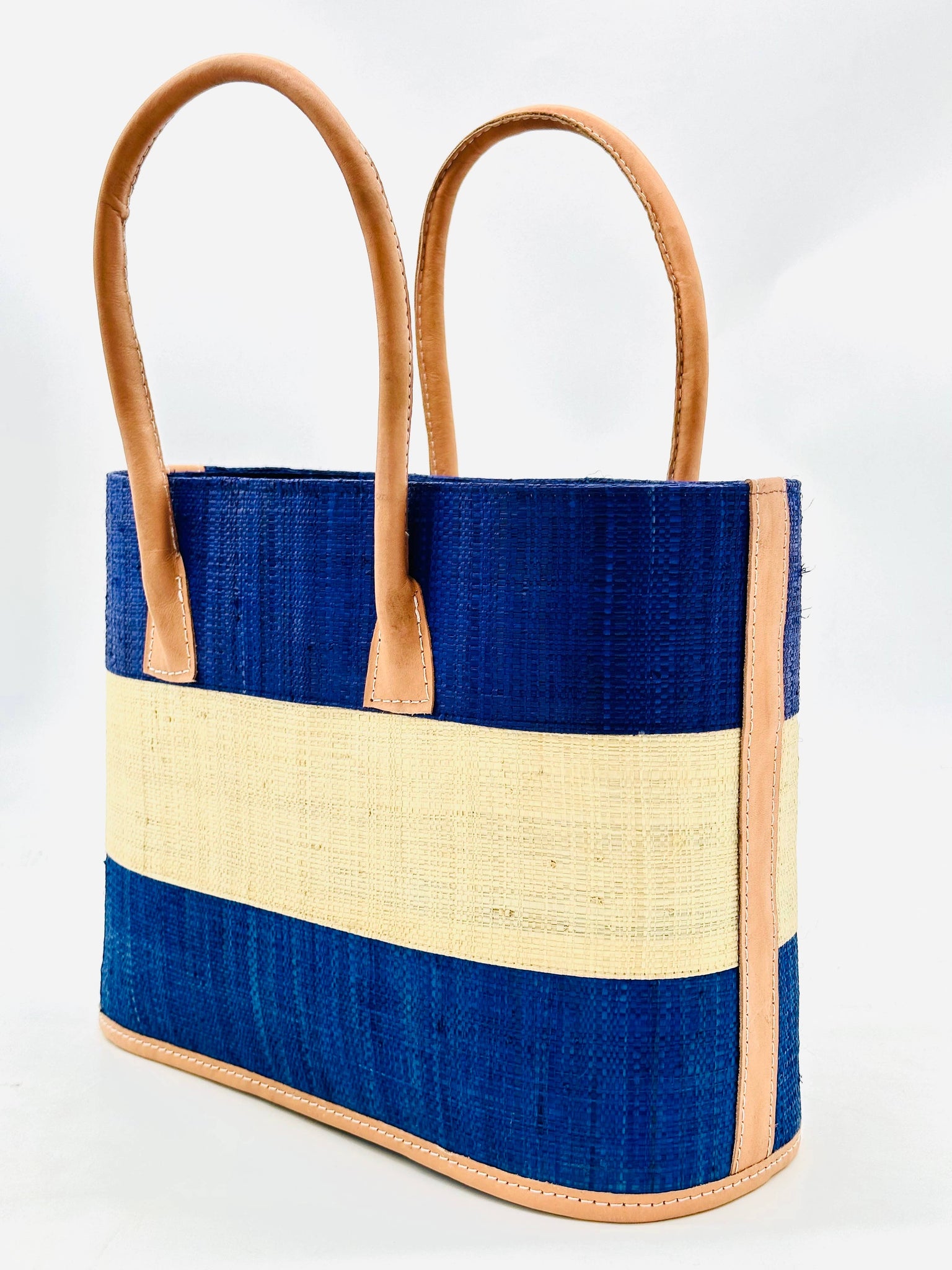 Santorini Color Block Straw Basket Bag Handbag