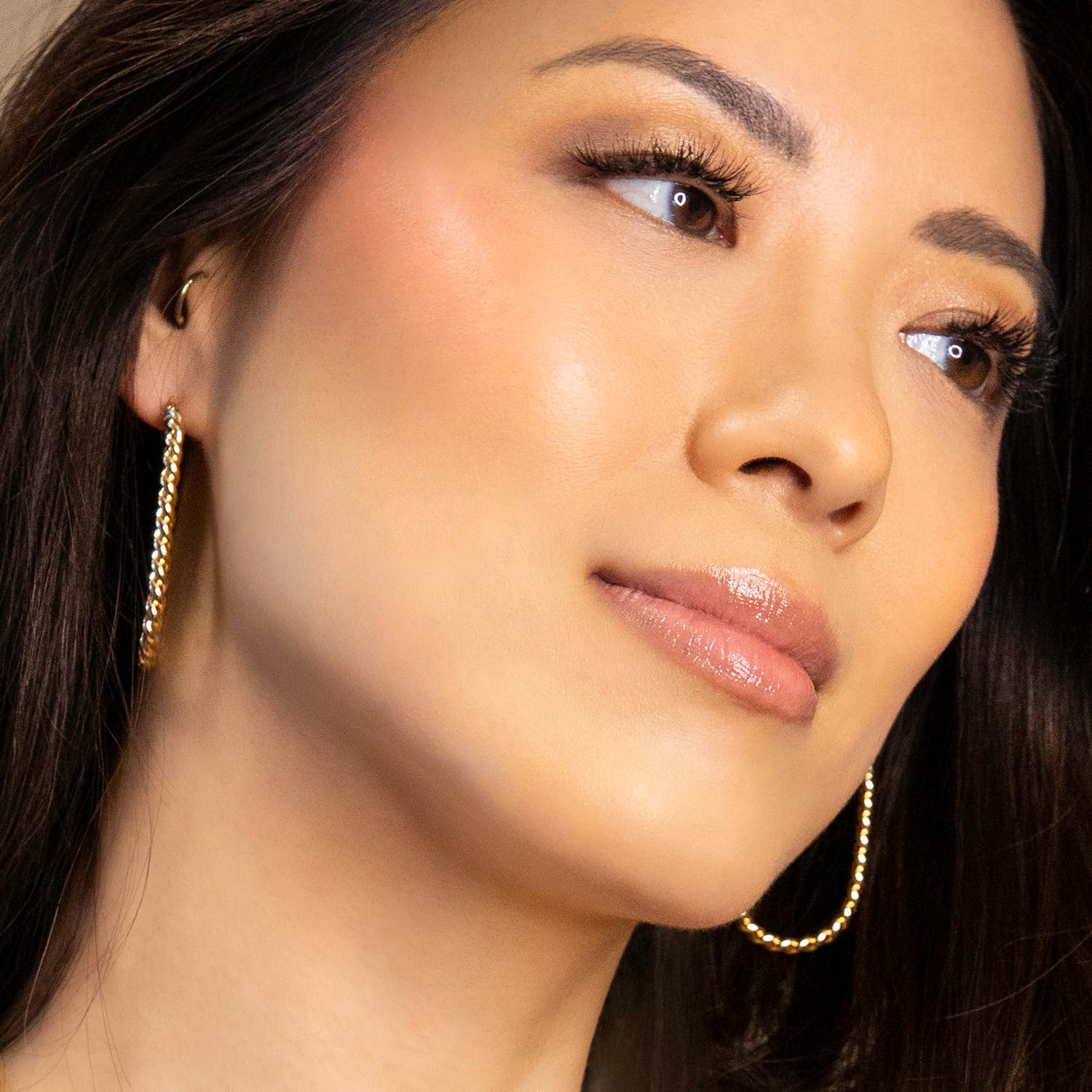 Gold plated large twisted oval earring