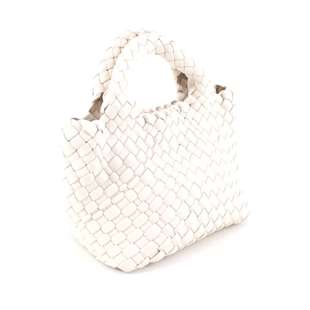 Small Woven Tote Crossbody Bag w/Cosmetic Pouch