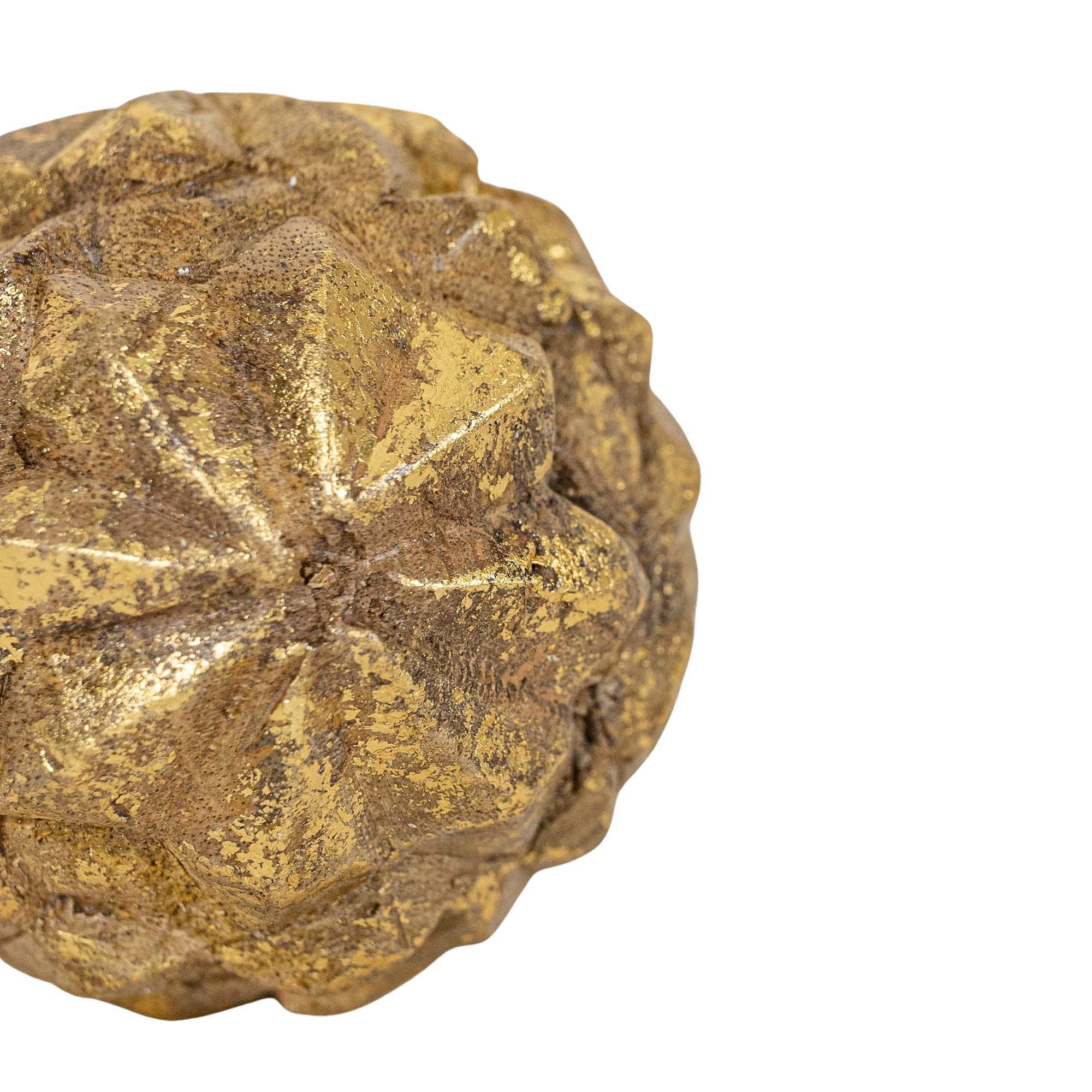 Brass Distressed Floral Deco Mango Wood Ball
