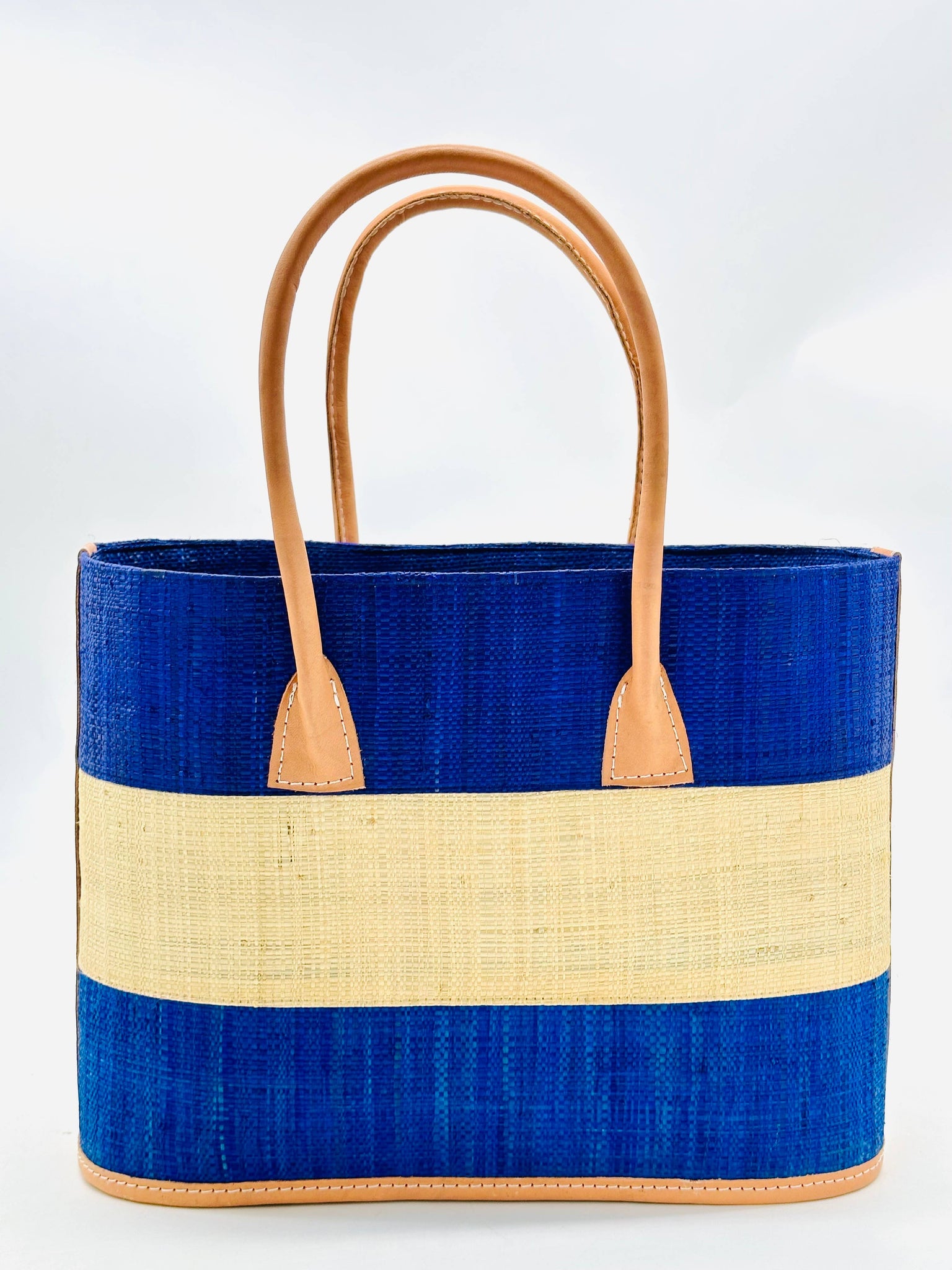 Santorini Color Block Straw Basket Bag Handbag