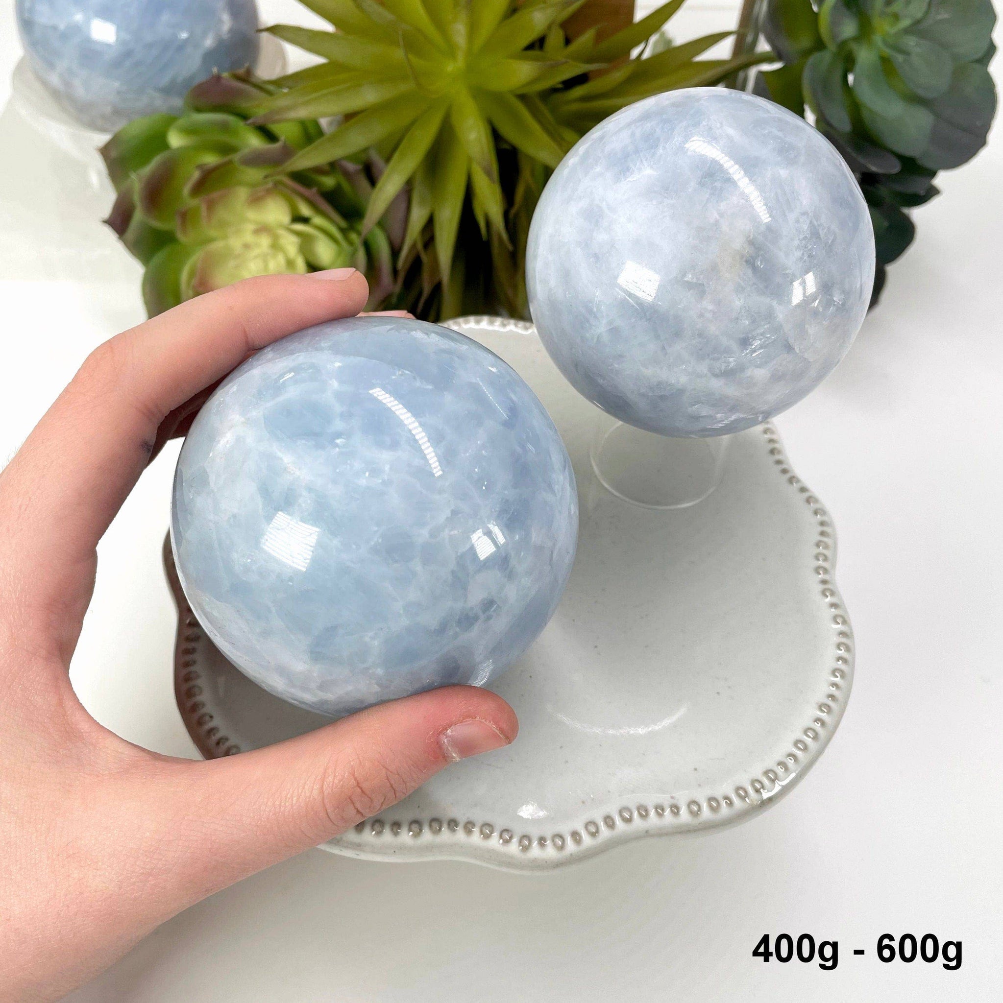 Blue Calcite Polished Spheres - By Weight