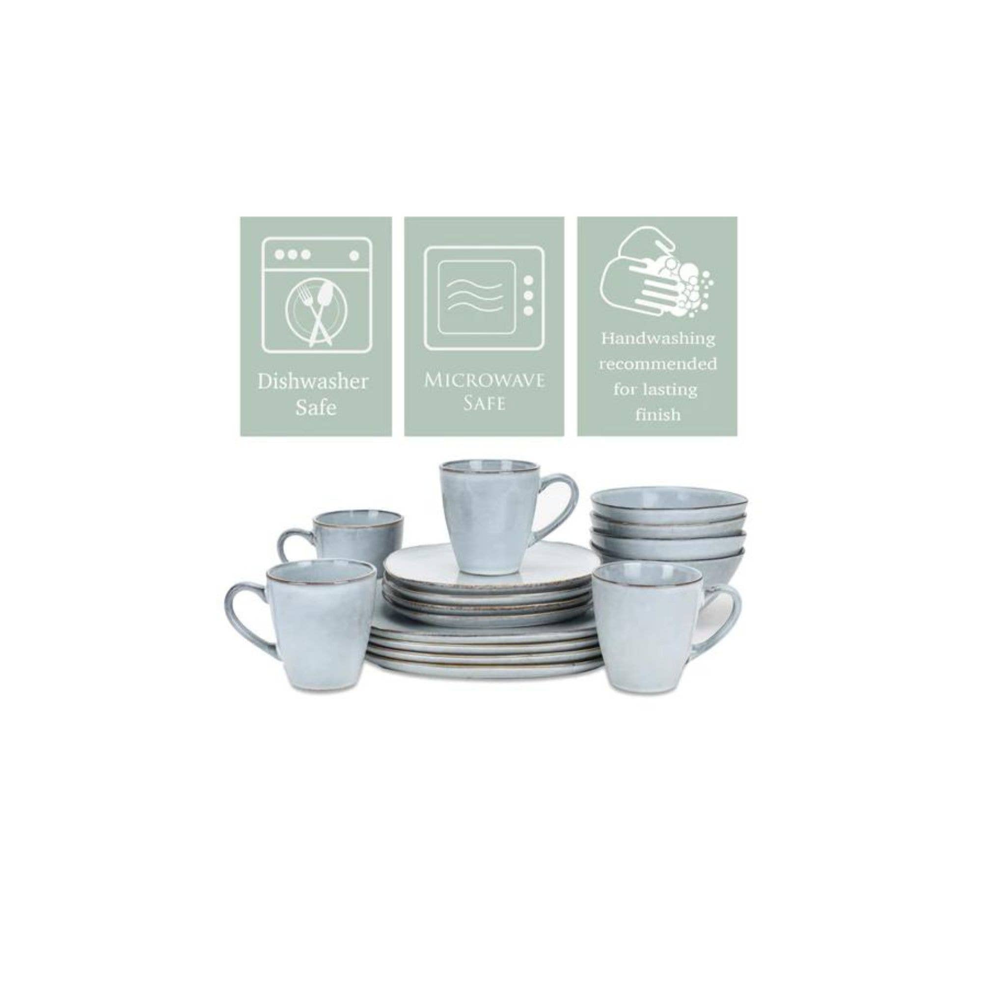 16 Pc Dinner Set Smooth Ice Blue