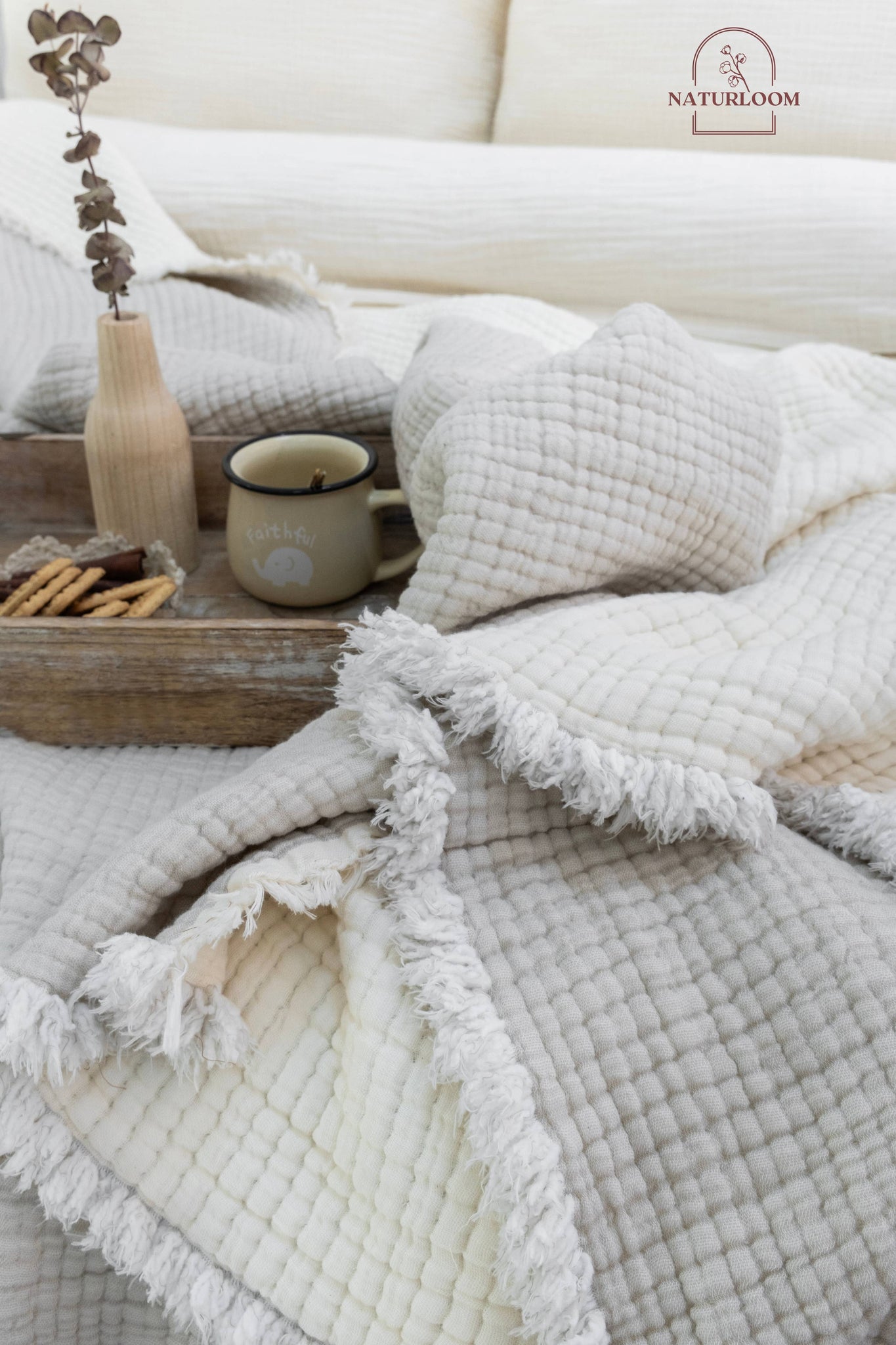 6 Layer Organic GOTS Certified Muslin Quilt - Natural Comfort, Breathable & Cozy Year Round