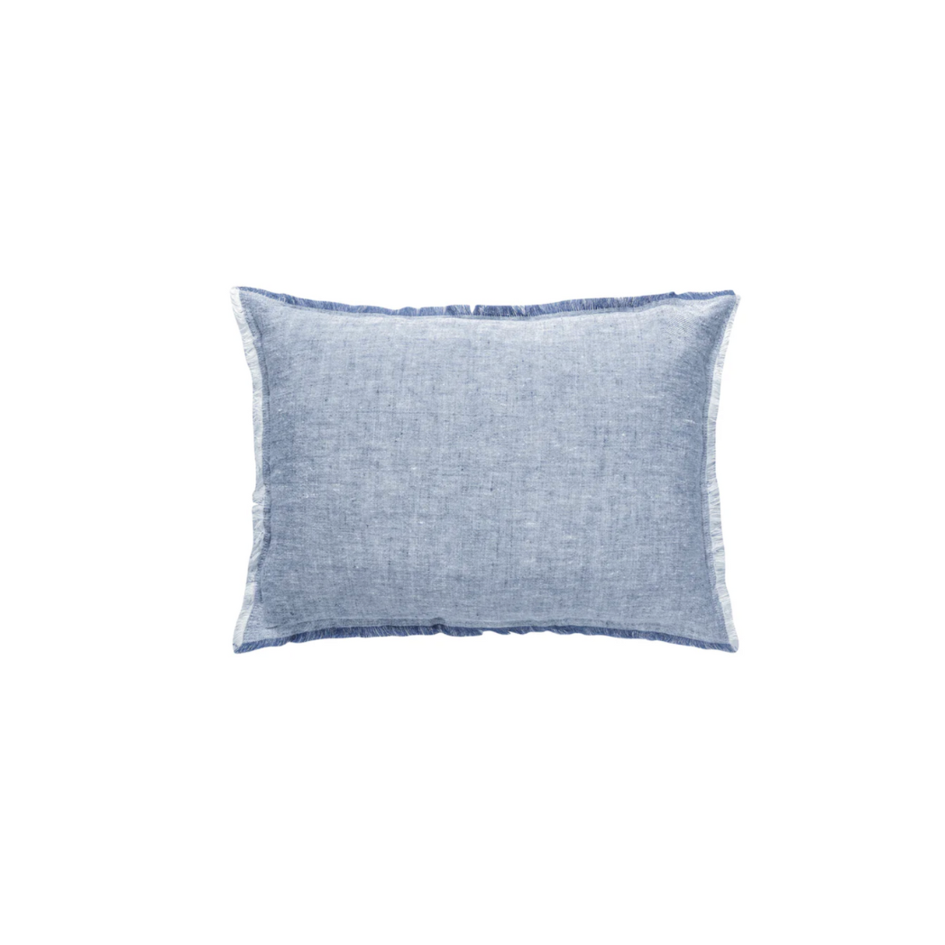 Chambray Blue So Soft Linen Lumbar Pillow