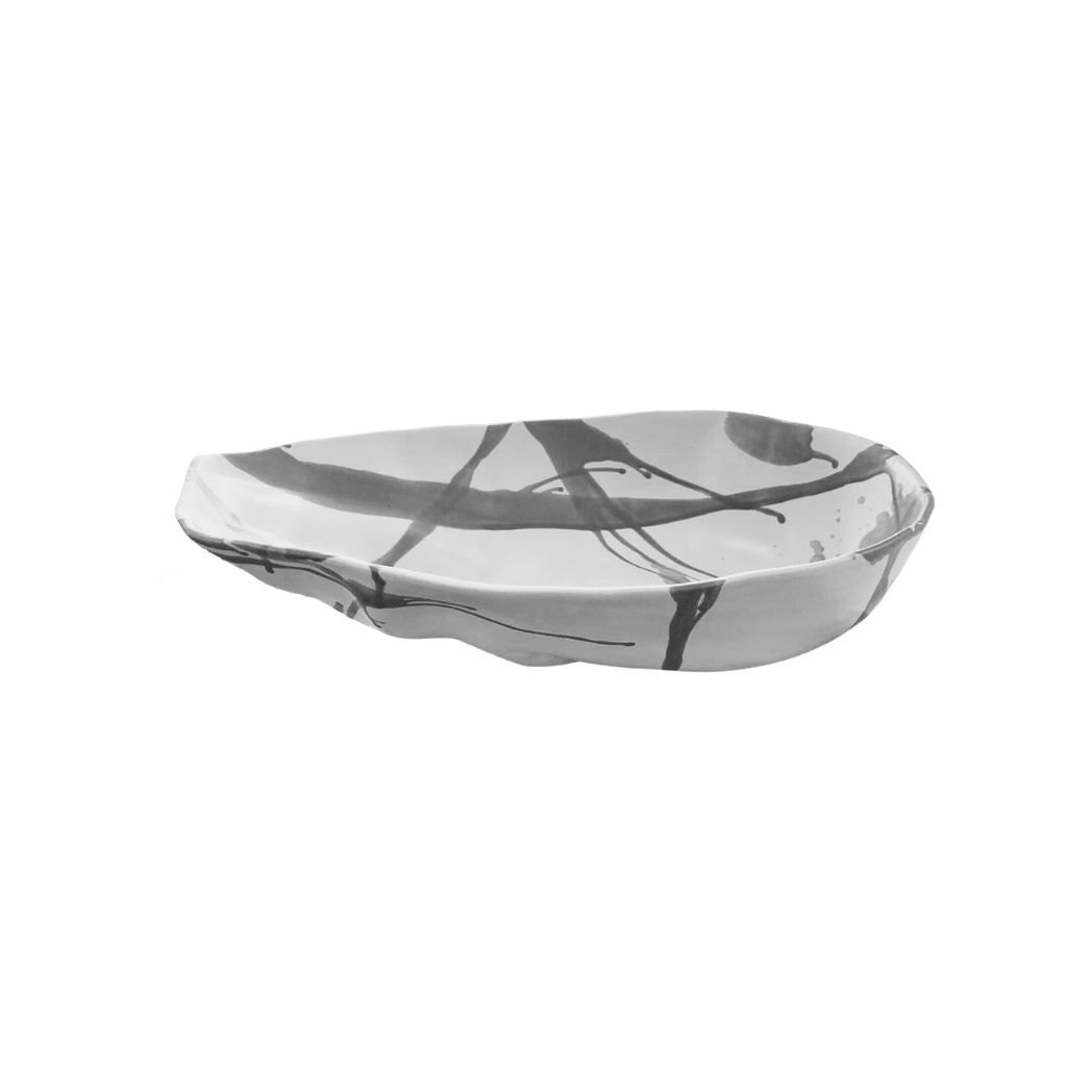 Grey Abstract Large Ripple Bowl