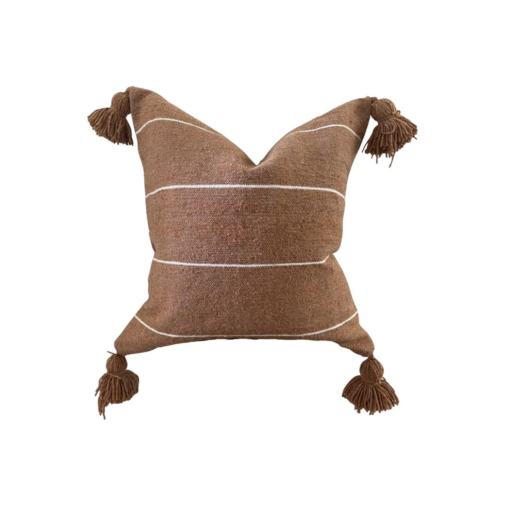 Brown Stripe Pillow with Tassels