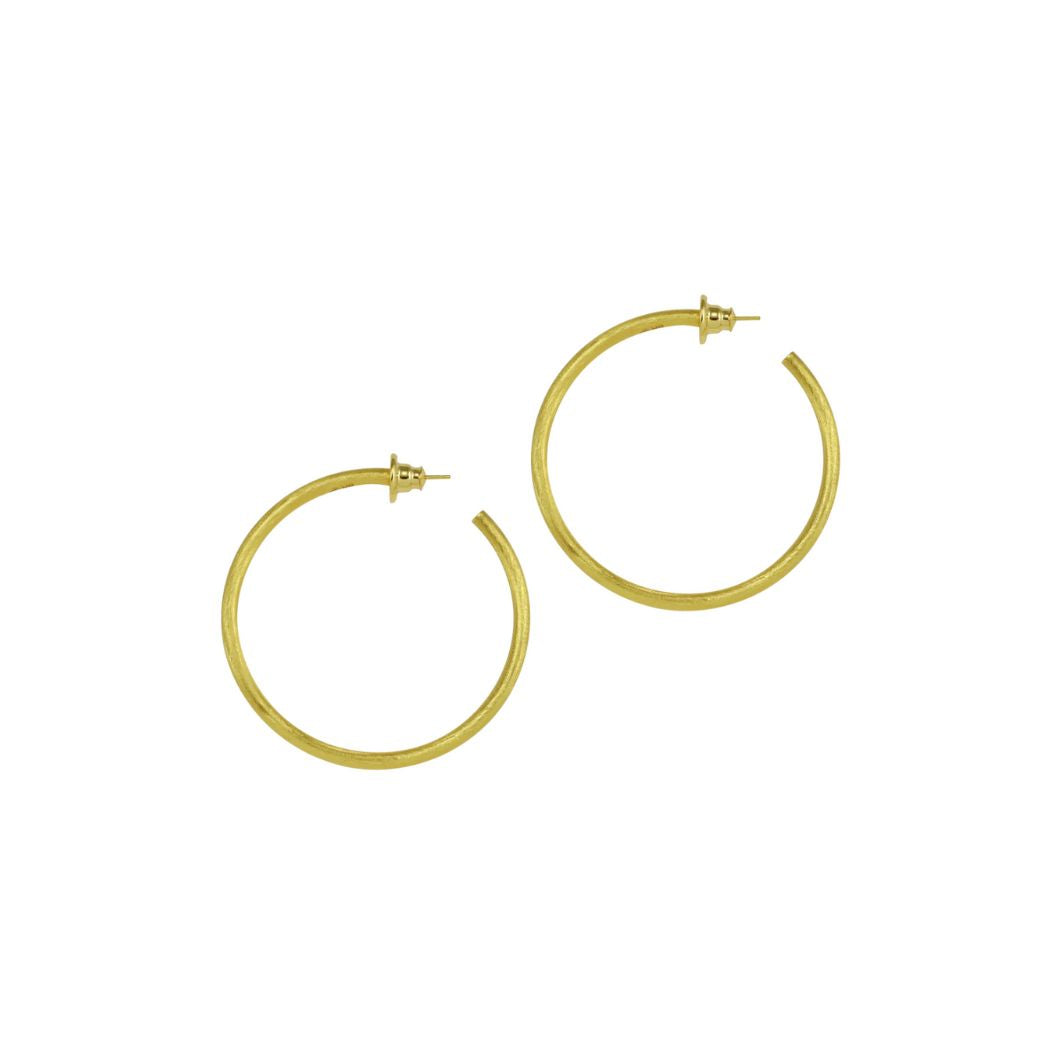 Brushed Gold Large Hoop Earrings