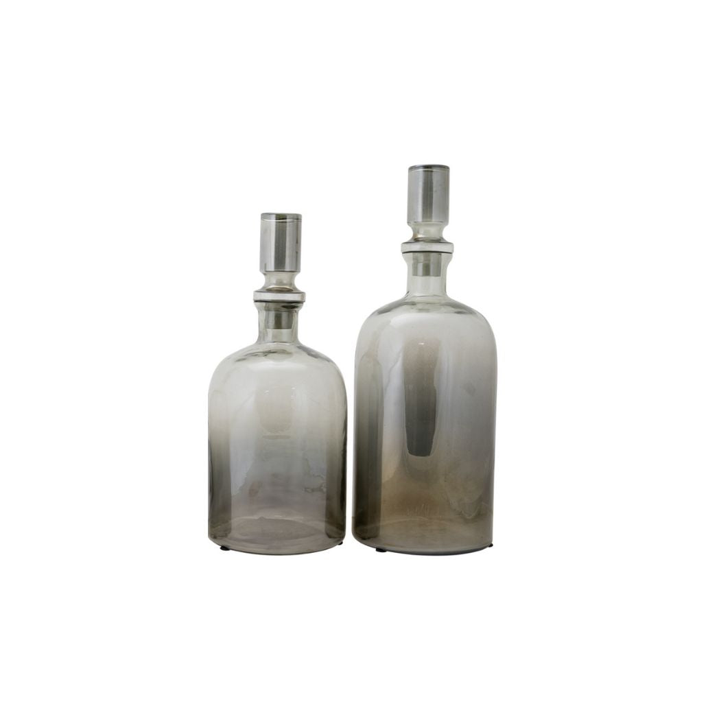 Grey Glass Bottles- Set of 2