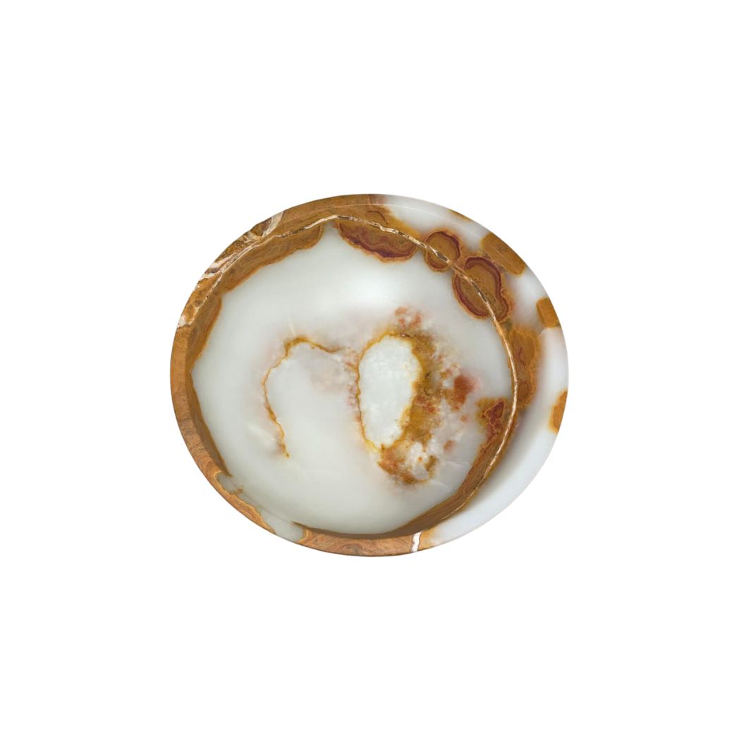 Copper & White Onyx Honed Finish Footed Bowl