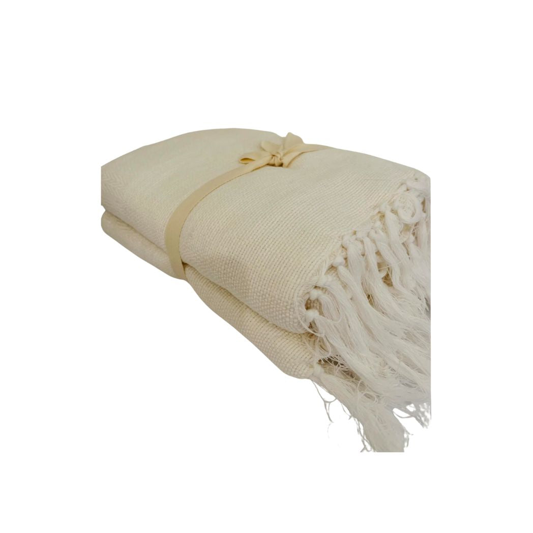 Herringbone Fringe Cotton Throw