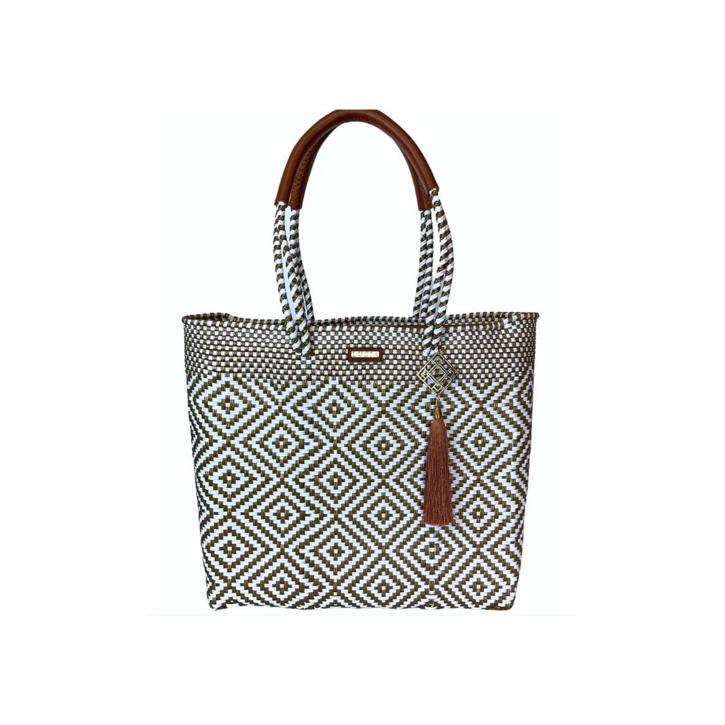 Shoulder Tote Diamond White and Gold