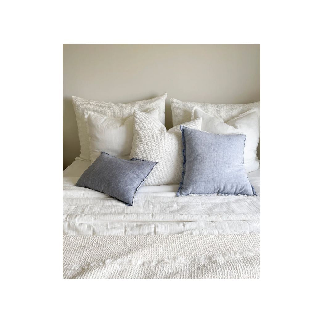 Blue Stonewashed Fringe Pillows