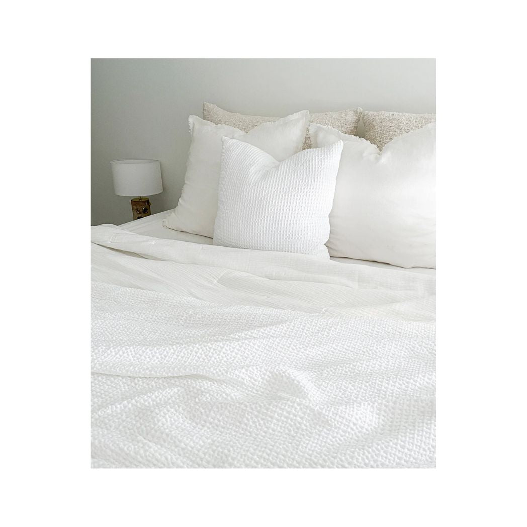 Cotton Ivory Waffle Knit Pillow