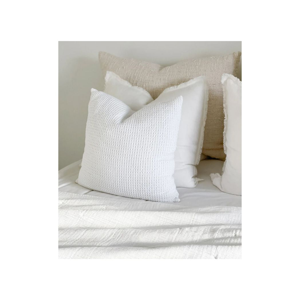 Cotton Ivory Waffle Knit Pillow